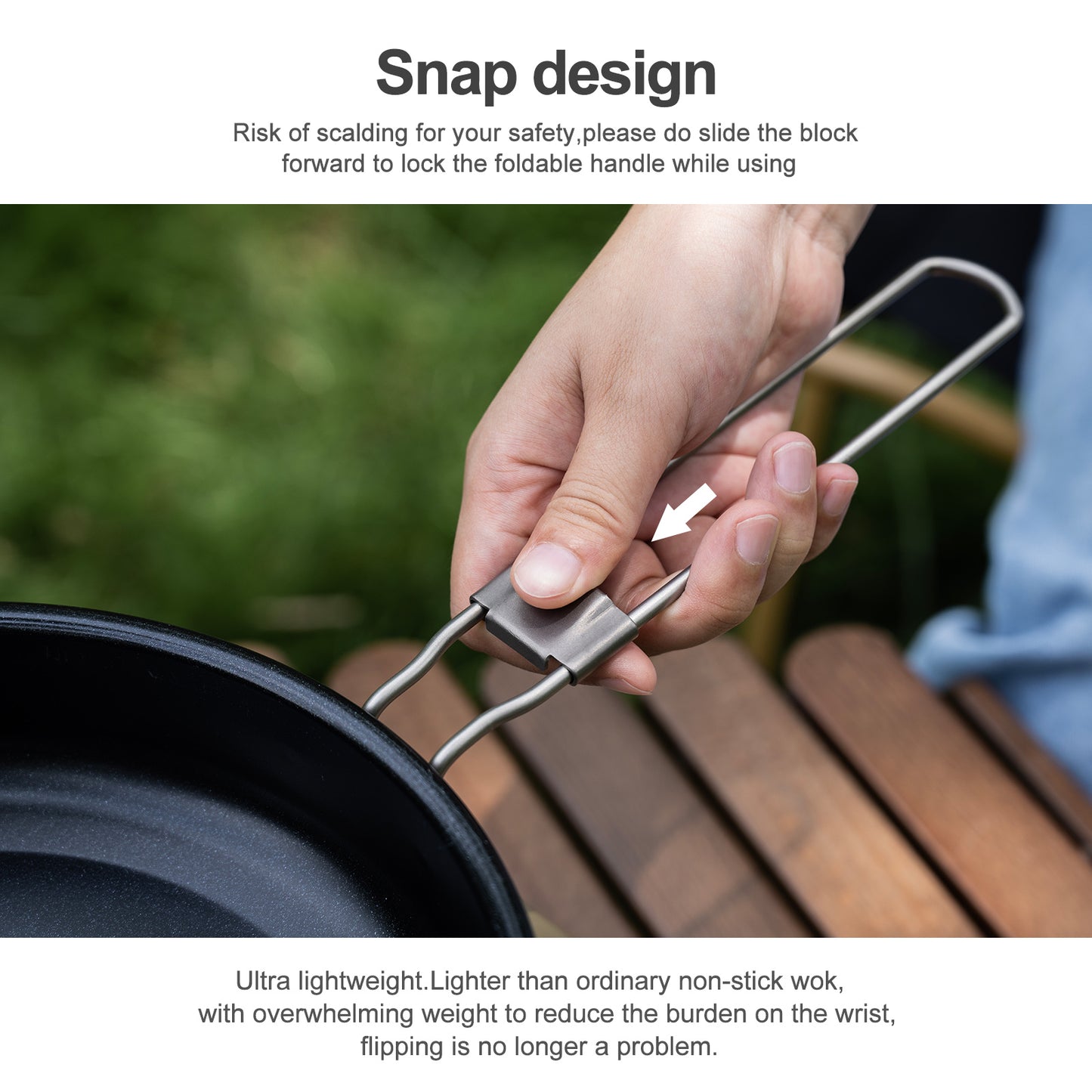 Boundless Voyage Pure Titanium Non-Stick Frying Pan with Foldable Handle, Ultralight Camping Skillet , Portable Outdoor Cookware for Backpacking, Picnic Ti2069C/Ti2070C