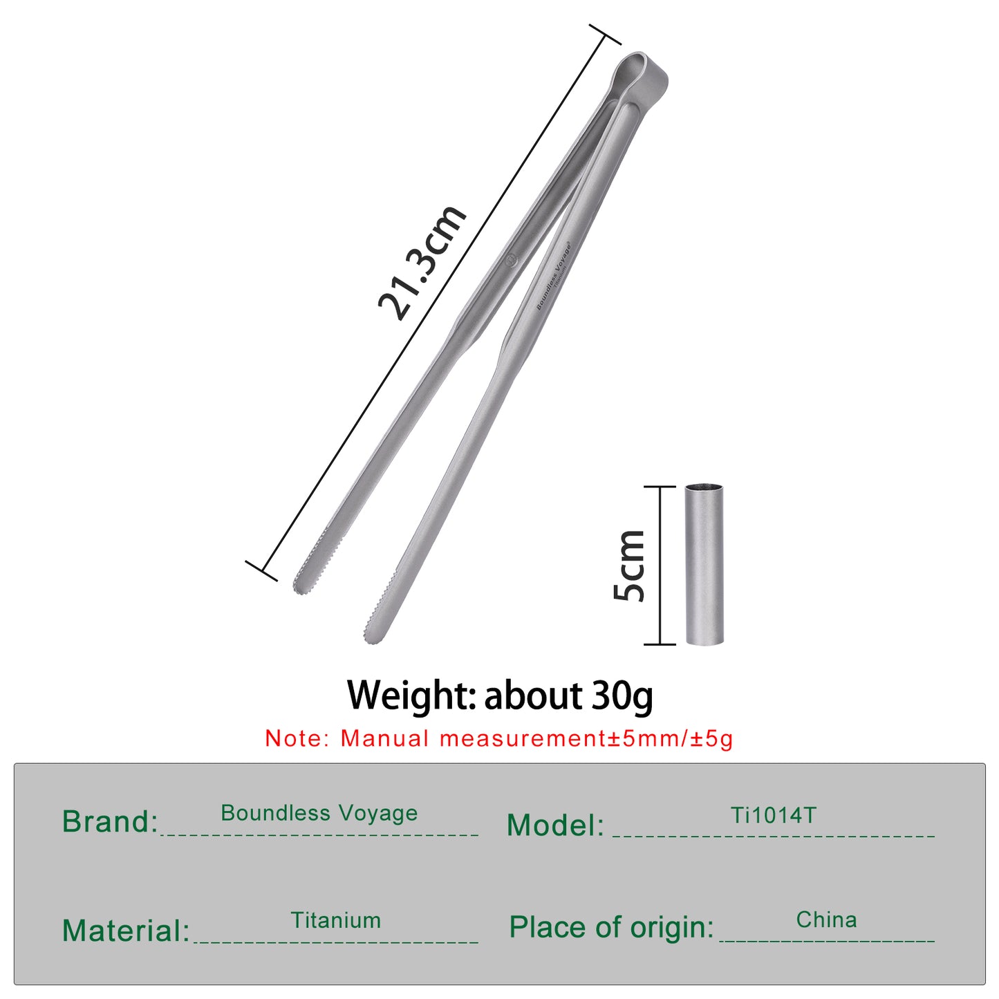 Boundless Voyage Titanium BBQ Tongs, Ultralight Heat-Resistant Rustproof Grilling Tongs for Camping Hiking Outdoor Cooking Ti1014T