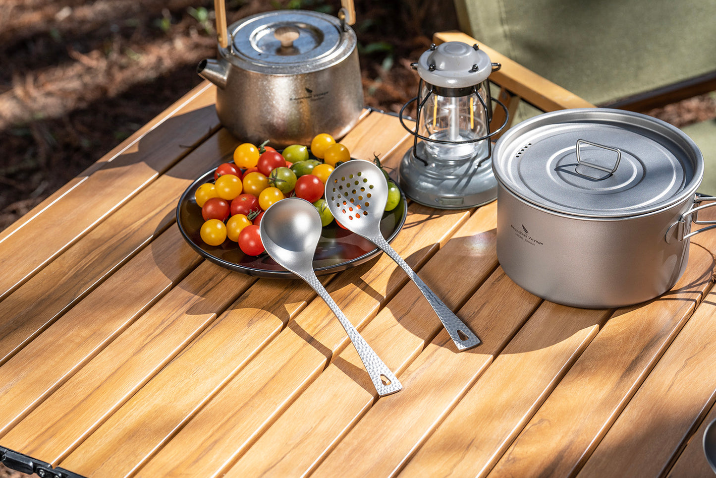 Boundless Voyage Titanium Long Handle Ladle Soup Spoon Thickeness Tableware Porridge Stew Sauce Deep-bowled Ladle Scoop Kitchen Cooking Utensils Ti1059T