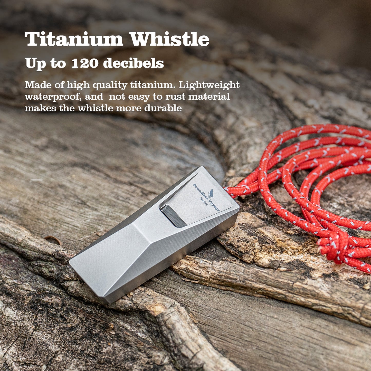 Boundless Voyage Titanium Whistle Emergency Survival Safety Whistles with Lanyard Loud for Outdoor Camping Hiking Coaches Training Sports Keychain Whistle Ti9023O