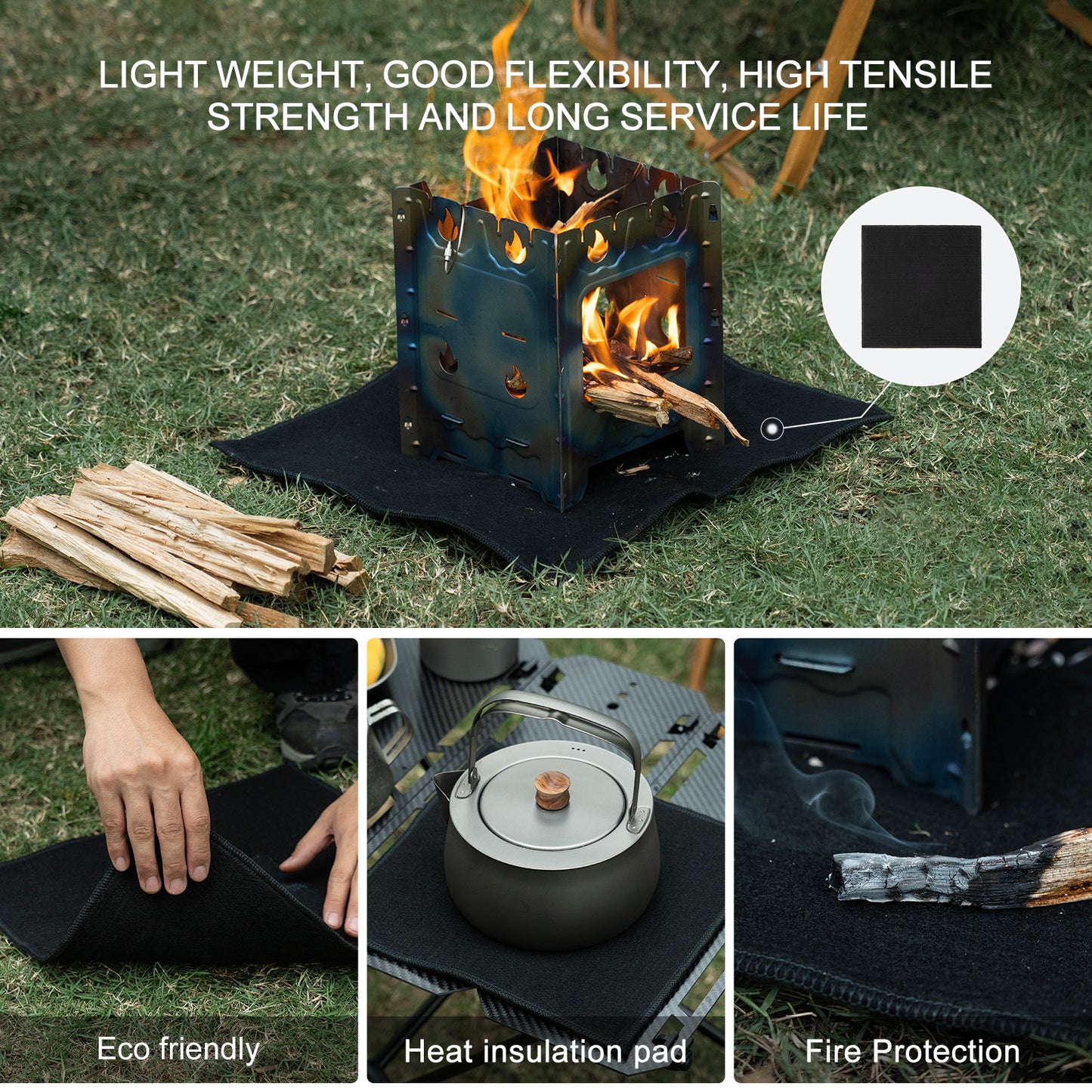 Boundless Voyage Fire Blanket for Heat Resistant Welding Blanket 1472°F Flame Retardant Carbon Felt for Grill Stove Soldering Protection BV1037/BV1038