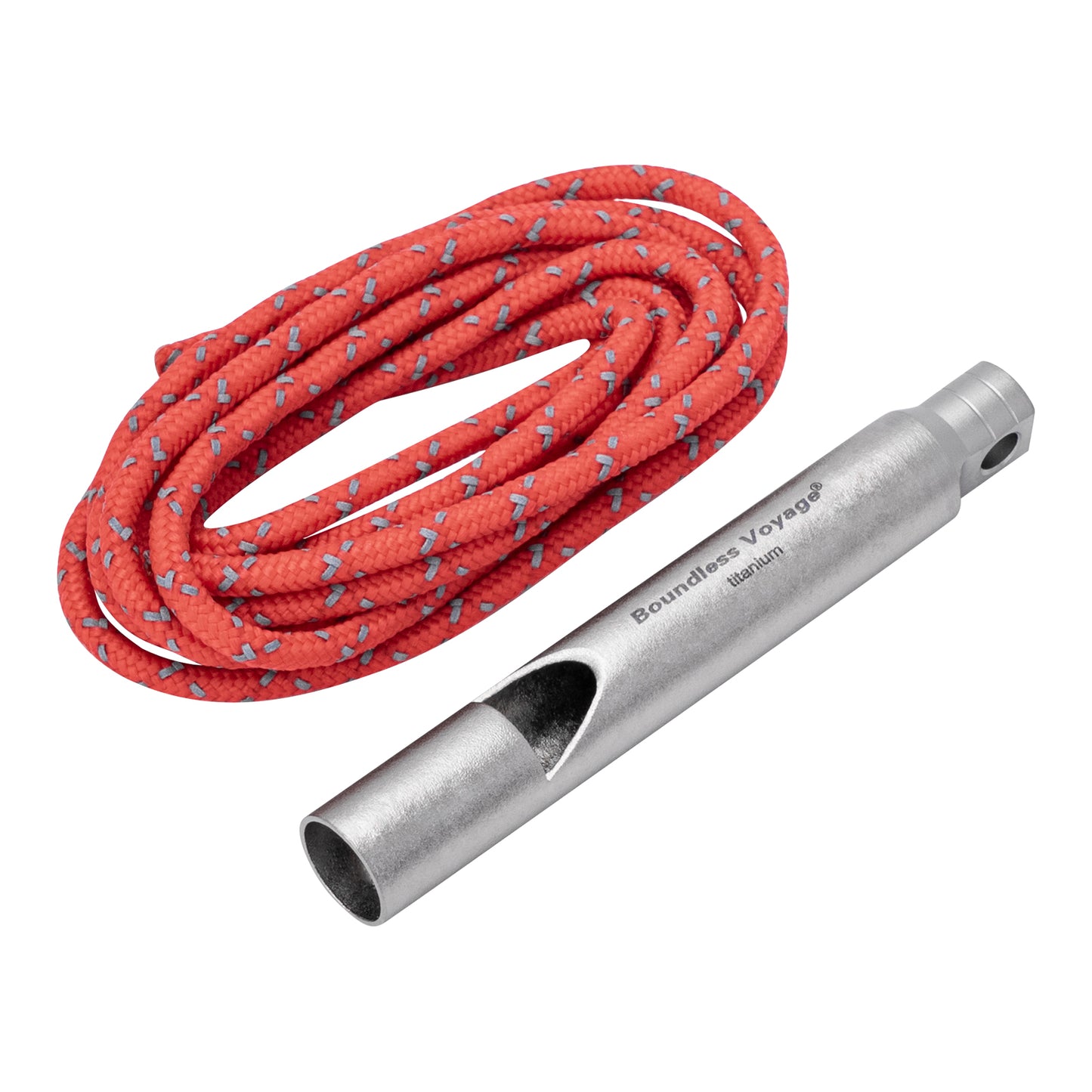 Boundless Voyage Titanium Emergency Survival Whistle, 120dB Super Loud Safety Signal Whistle with Lanyar, Portable EDC Gear for Camping Hiking Sports Coach Training Ti9010O