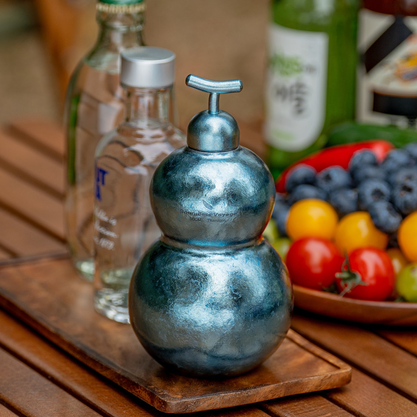 Boundless Voyage Titanium Crystallized Gourd Bottle 500ml Whiskey Alcohol Drink ware for Outdoor Camping Hiking Ti3270D