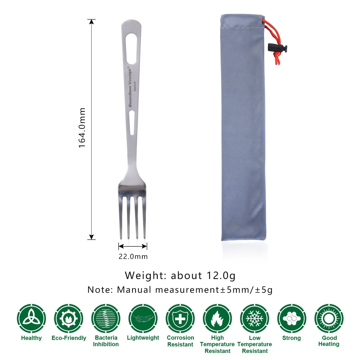 Boundless Voyage Ultralight Titanium Fork with Polished Tines and Matte‑Finished Handle, Ideal for Steak, Noodles and Various Meals, Portable Cutlery for Outdoor Travel, Office, School and Daily Household Use Ti1042T