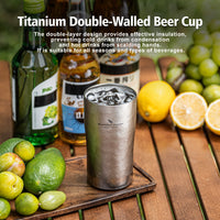 Boundless Voyage Titanium Double-Walled Beer Cup Ultralight Coffee Tea Juicy Cups for Home Outdoor Camping Picnic 300ml Crystallized Finish Ti3246D
