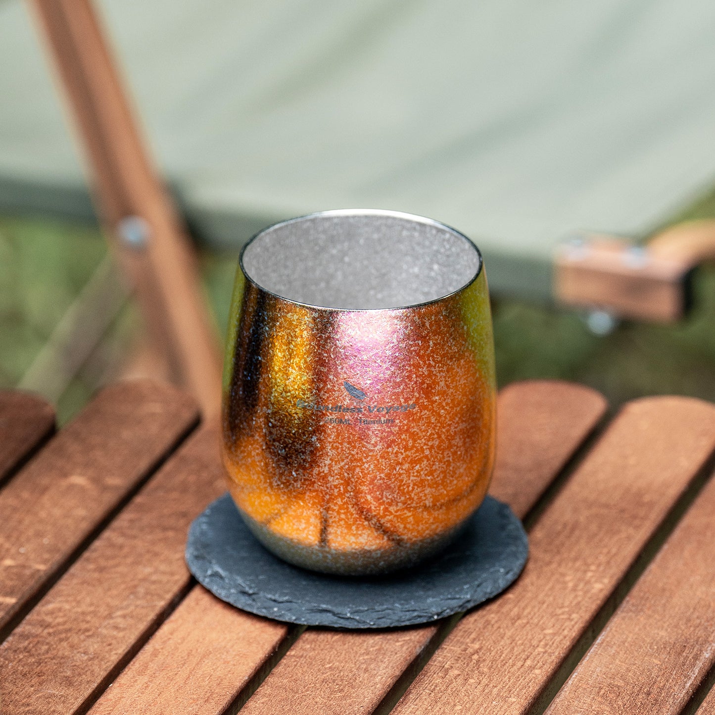 Boundless Voyage 260ML Titanium Double-Walled Egg Shaped Cup, Ice Crystal High-Temp Crystalline Texture Insulated Tea Coffee Mug, Ultralight Portable Drinkware for Camping, Travel & Daily Home Use Ti3084D