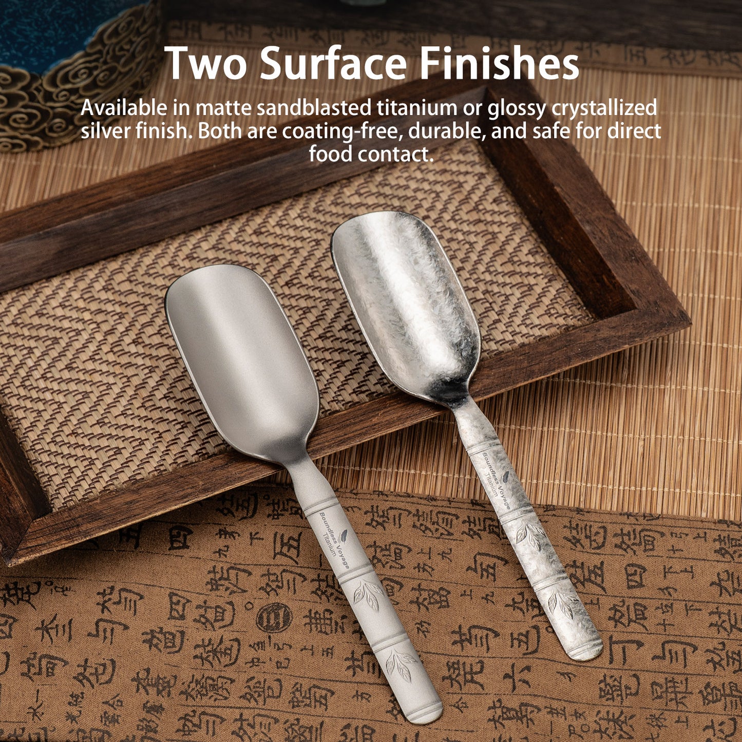 Boundless Voyage Titanium Tea Scoop, Lightweight Coffee Scoop for Camping Travel Home Outdoor Tableware with Carry Bag , Dishwasher Safe Ti1135T