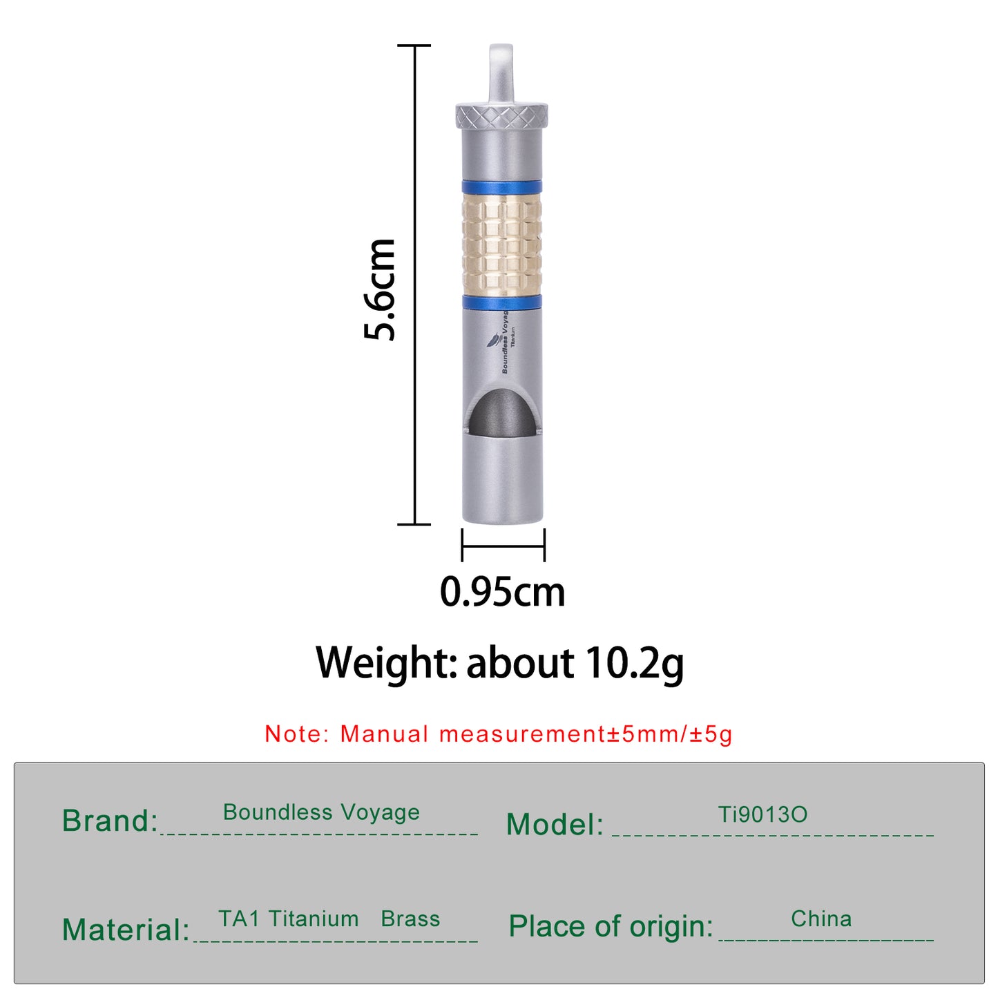 Boundless Voyage Titanium Whistle Emergency Survival Safety Whistles with Lanyard Loud for Outdoor Camping Hiking Coaches Training Sports Keychain Whistle Ti9013O