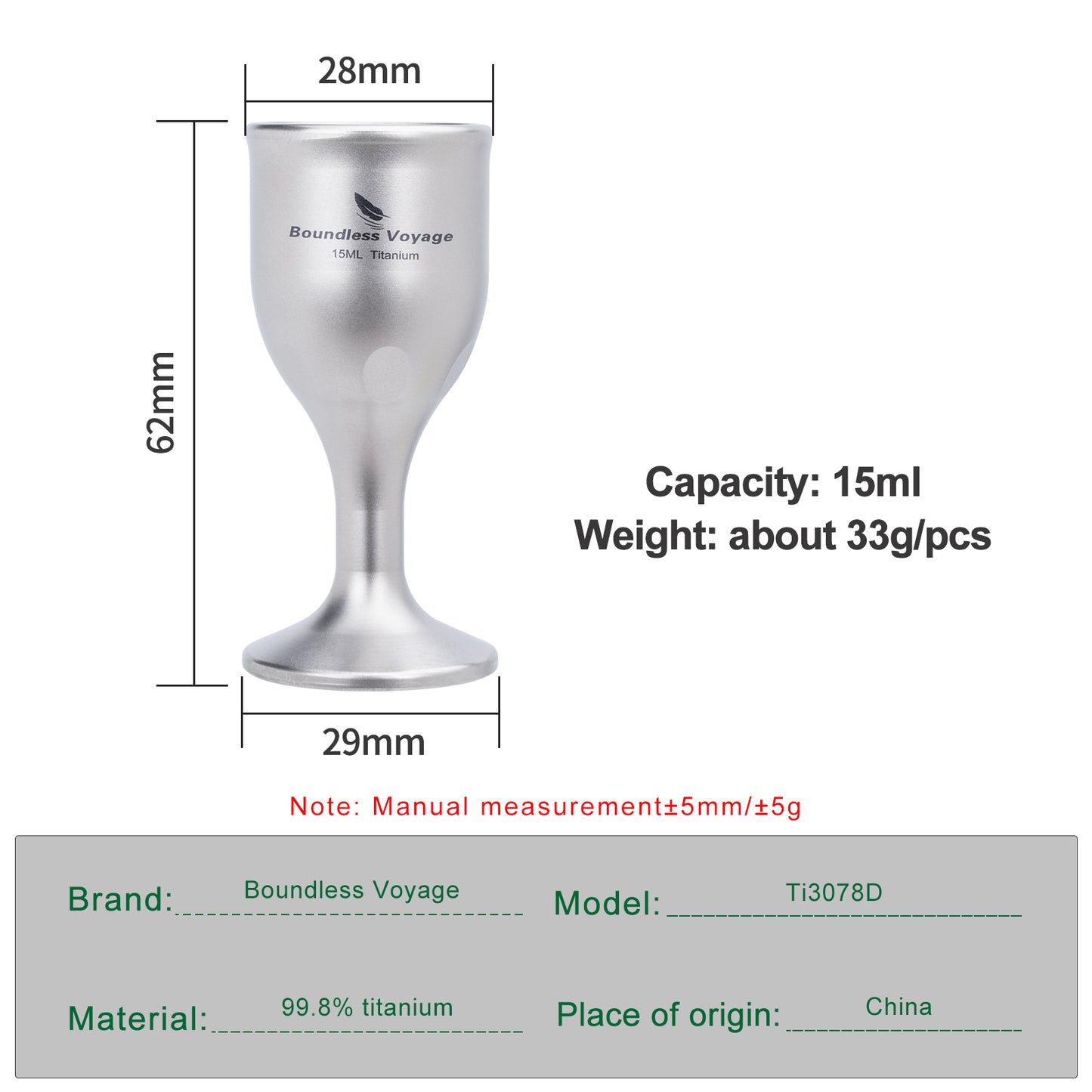 Boundless Voyage Titanium Mini Shot Glasses Cups Wine Drinking Cups Shooters Small Fancy Tequila Whiskey Shot Glasses Drinkware Ti3078D