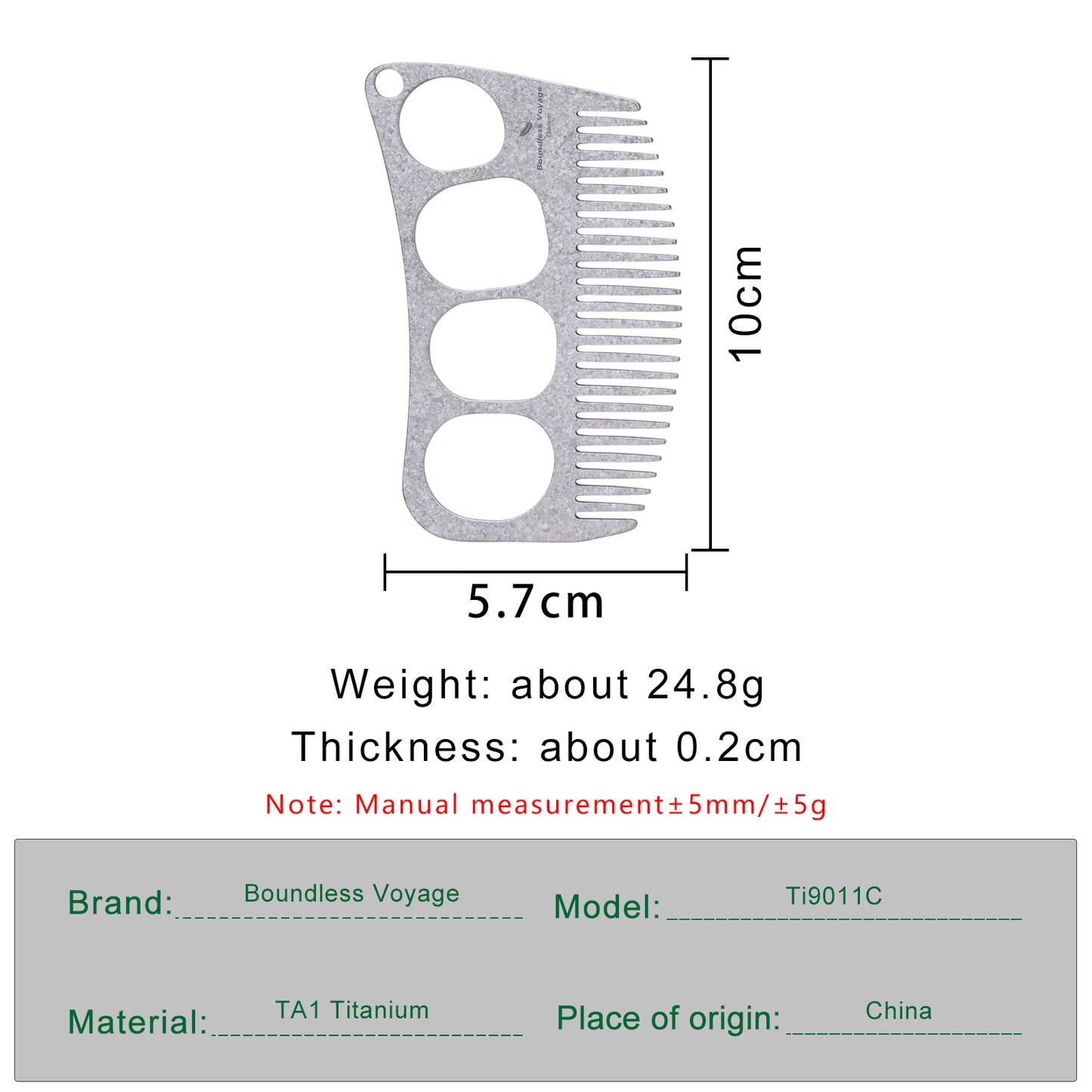 Boundless Voyage Titanium Crescent Comb, Unisex Hair & Beard Grooming Comb for Household Daily Use and Travel Carry