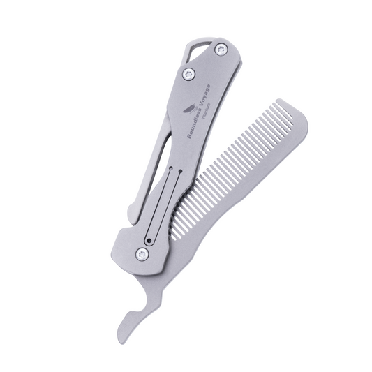 Boundless Voyage Portable Folding Titanium Comb, Multi-Functional Outdoor Self-Defense Survival Gadget for Camping Travel Daily Carry Ti9011O