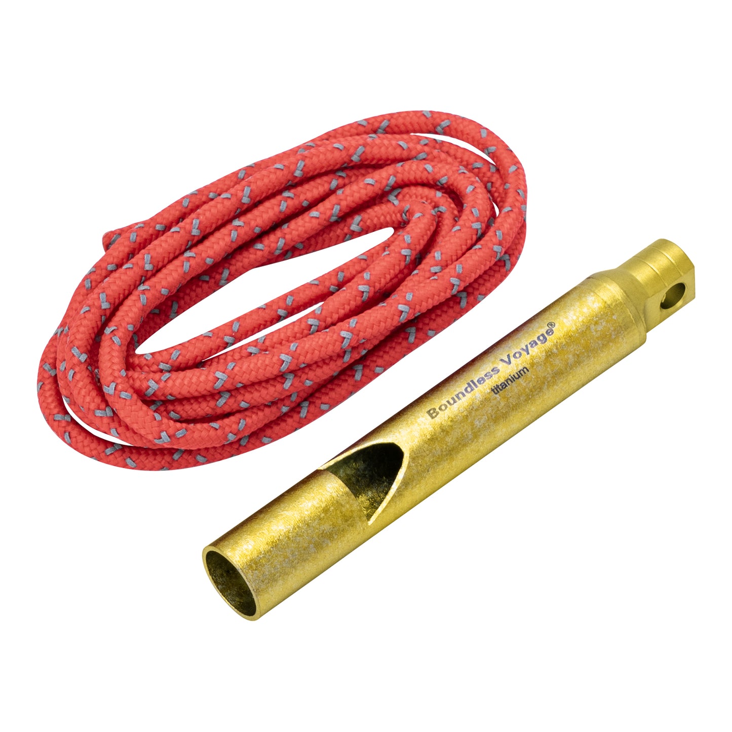 Boundless Voyage Titanium Emergency Survival Whistle, 120dB Super Loud Safety Signal Whistle with Lanyar, Portable EDC Gear for Camping Hiking Sports Coach Training Ti9010O