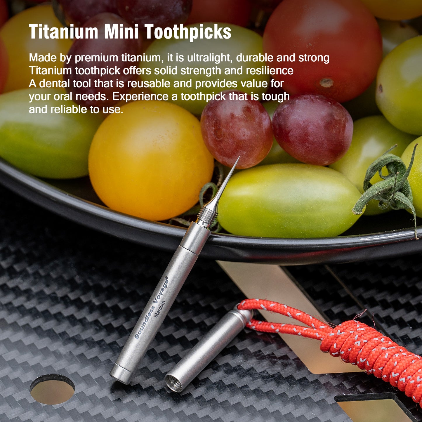 Boundless Voyage Portable Mini Titanium Toothpick Holder, Multi-functional Personal Care Set with Ear Wax Removal Tools for Daily Use & Outdoor Carry Ti9008O