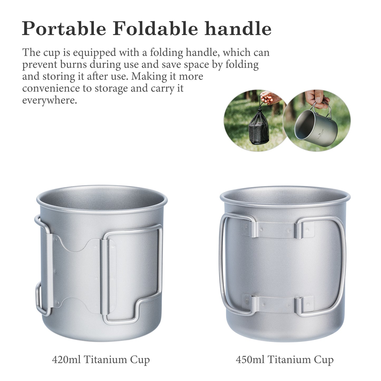 Boundless Voyage Titanbecher mit Deckel Camping-Geschirr für 1 Person 420 ml