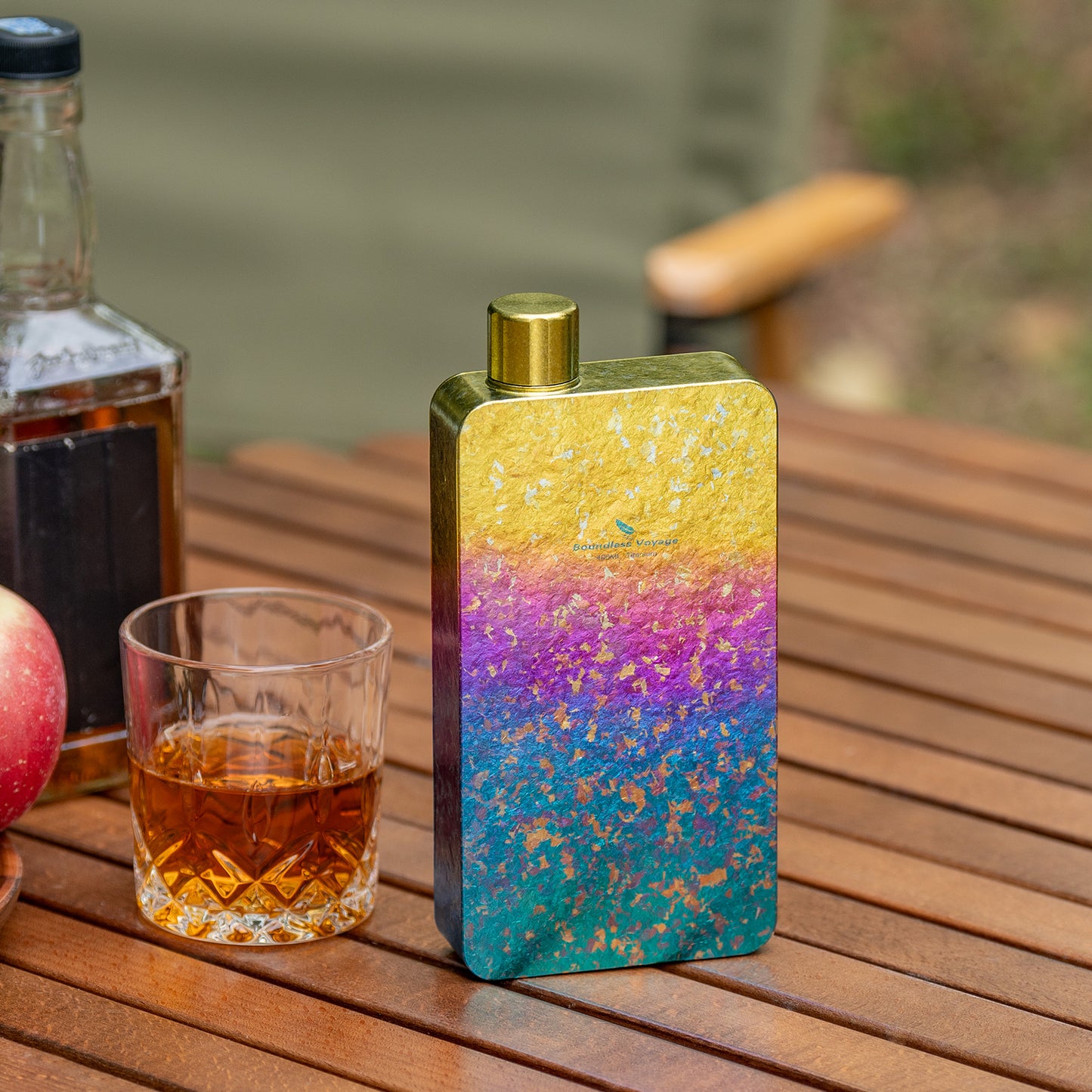 Boundless Voyage Titanium Flask 400ml, Camping & Travel Metal Liquor Bottle, Ultra-Light Square Design, Gift for Men & Outdoor Enthusiasts