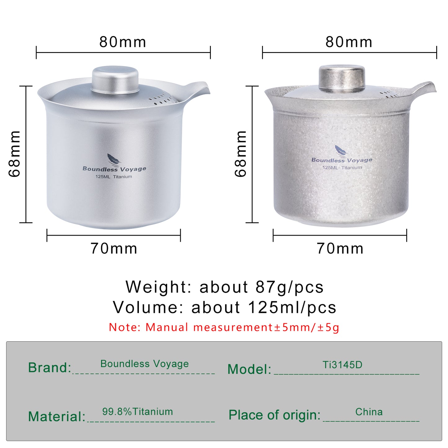 Boundless Voyage Titanium Double-Layer Tea Maker, Ultralight Portable Camping Teapot for Outdoor Tea Brewing  Ti3145D