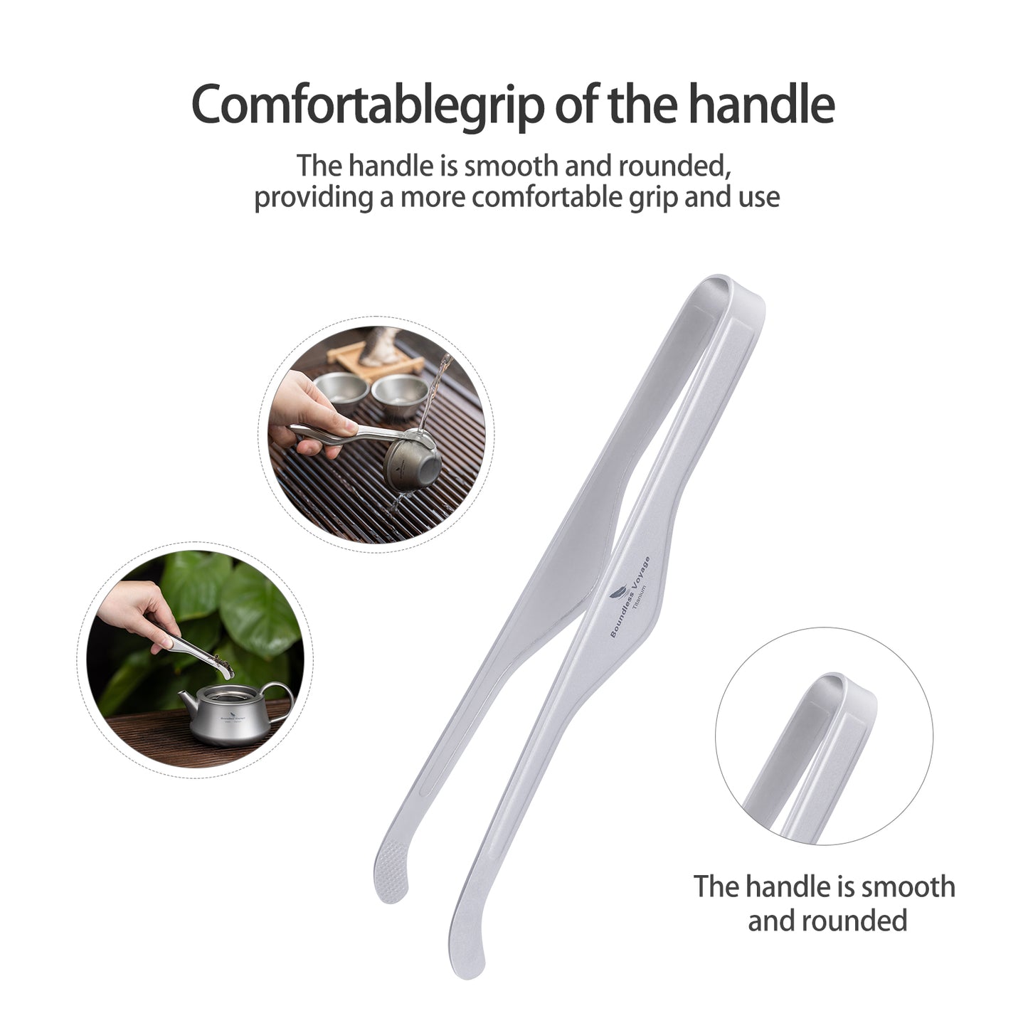 Boundless Voyage Titanium Tea Clip, Multipurpose Anti-Scald Tong Tweezers for Kung Fu Tea Cup, Salad, Steak, BBQ & Buffet Kitchen Use Ti1013T