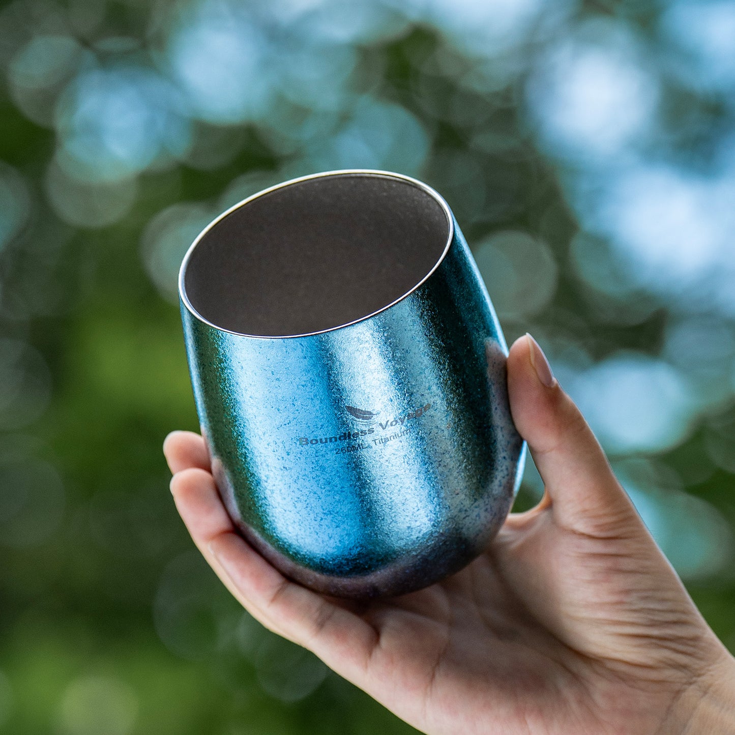 Boundless Voyage 260ML Titanium Double-Walled Egg Shaped Cup, Ice Crystal High-Temp Crystalline Texture Insulated Tea Coffee Mug, Ultralight Portable Drinkware for Camping, Travel & Daily Home Use Ti3084D