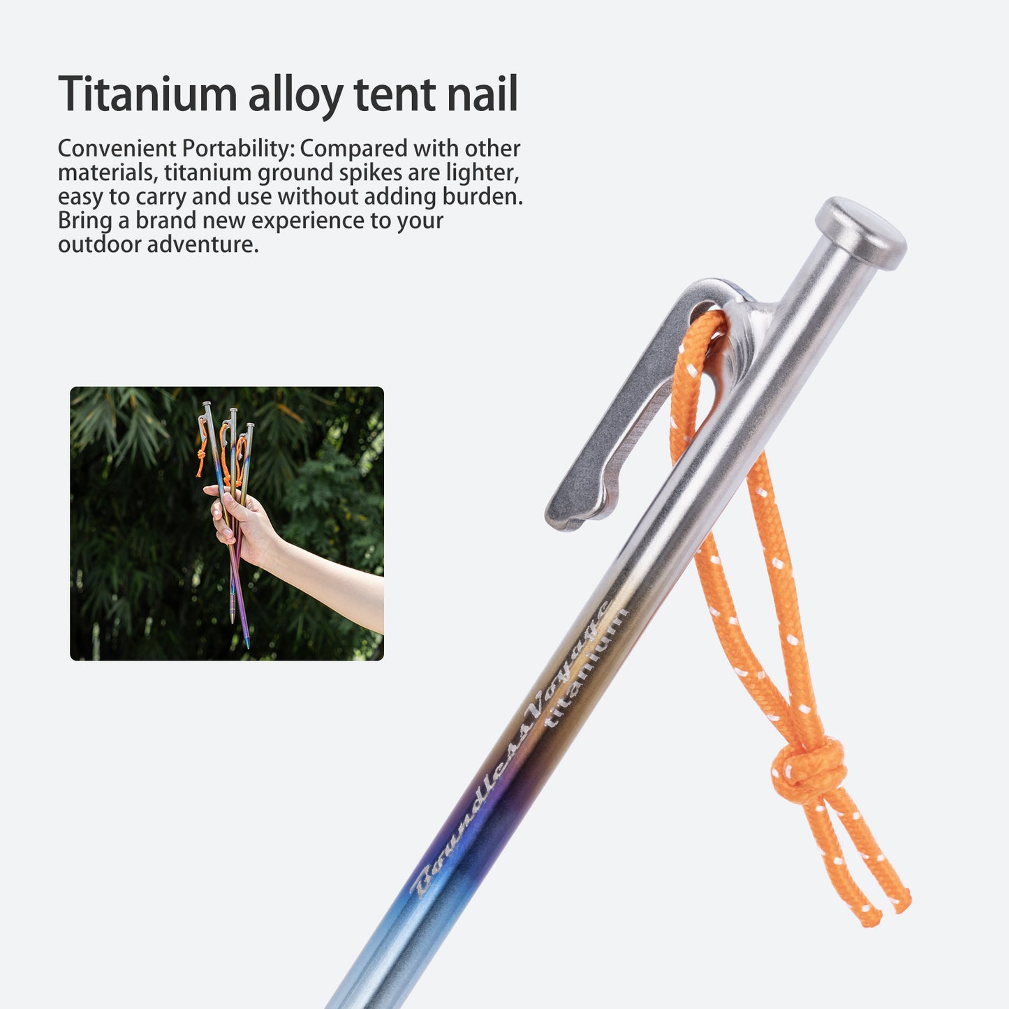 Boundless Voyage 6Pcs Titanium Alloy Tent Stakes | Multi-Size Portable Tent Peg Nails 24cm/30cm/35cm/40cm, Heavy Duty Outdoor Gear for Camping, Picnic, Hiking & Backpacking Ti4016P