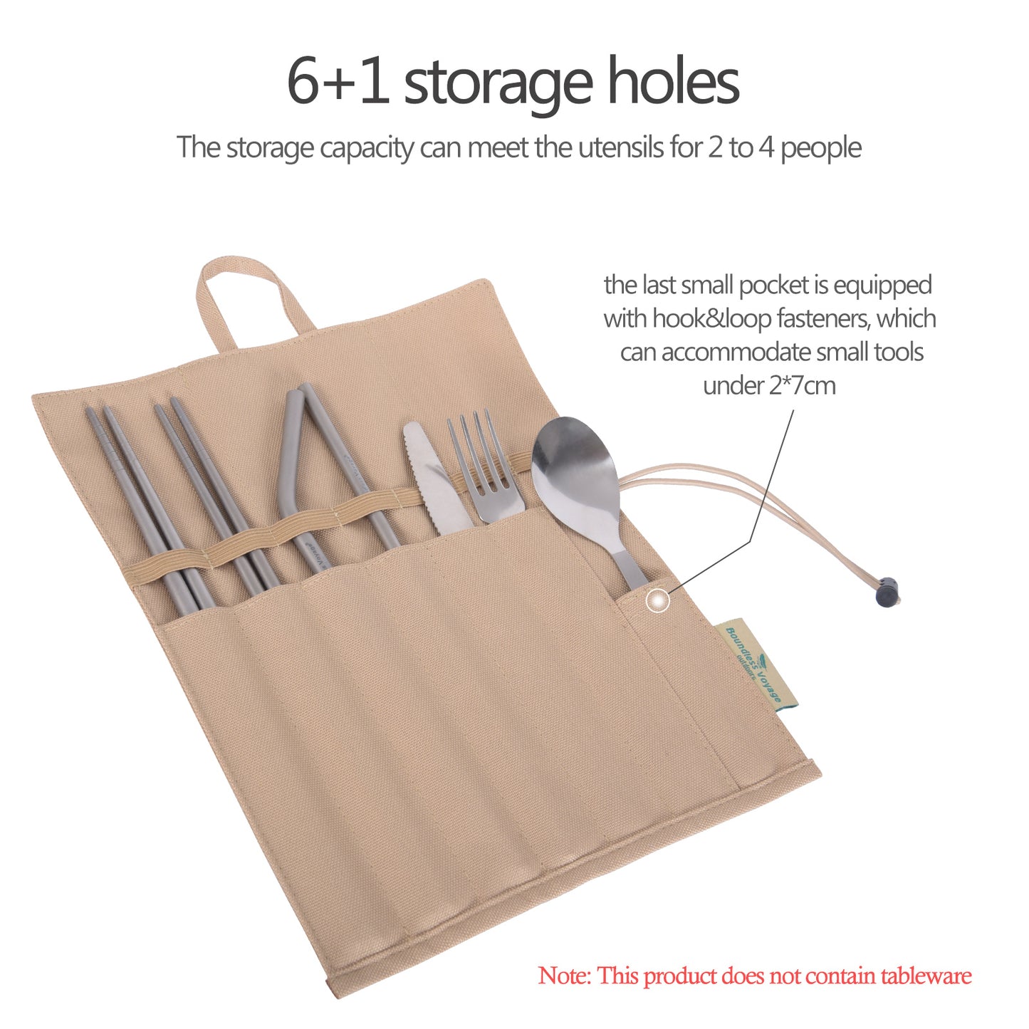 Boundless Voyage 7‑Hole Oxford Organizing Bag, Water‑Resistant Portable Storage Pouch for Tableware, Chopsticks, Straw, Knife, Fork, Spoon and Tent Pegs for Outdoor Camping and Daily‑Use BV1036