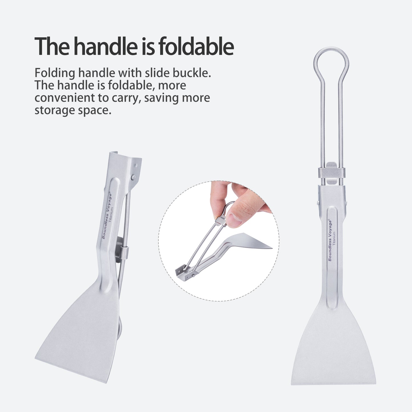 Boundless Voyage Titanium-Klappspatel Bratenschaufel mit Klappgriff Speisewender für Camp-Küche Outdoor-Kochen Ti1076T