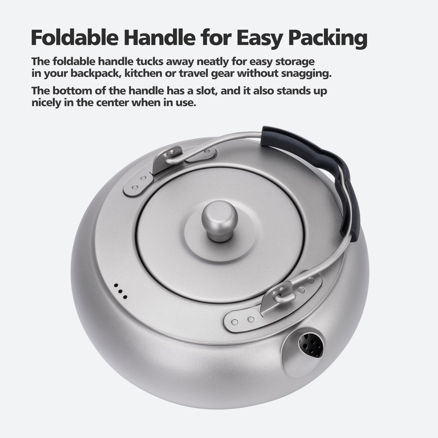 Boundless Voyage 600ml Compact Pure Titanium Camping Kettle | Durable Lightweight Teapot with Foldable Handle & Built-In Filter for Backpacking, Hiking, Coffee and Tea Ti3105D