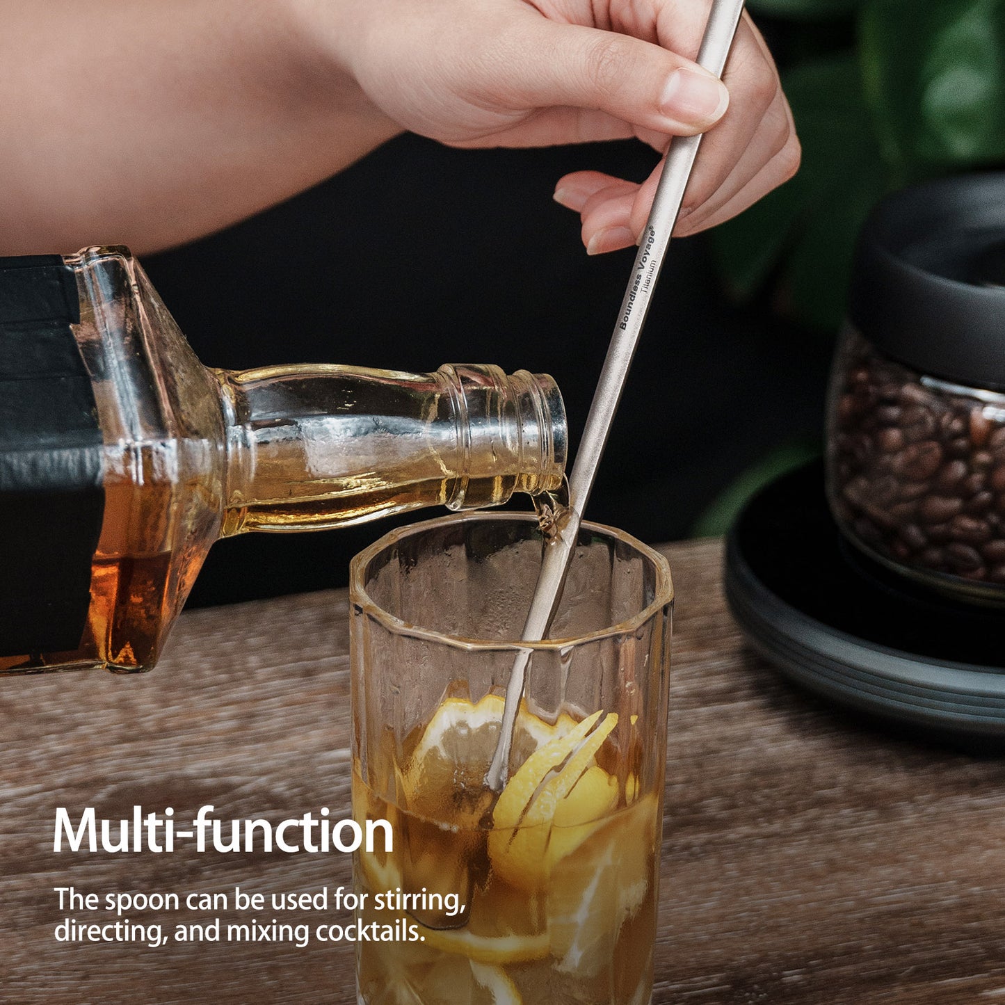 Boundless Voyage Titanium Coffee Spoon Long Handle Tea Spoon Ultralight Small Ladle Durable Cutlery Stir Spoon Bar Spoon Cocktail Mixing Stirrers for Drink Ti1034T-Ti1035T