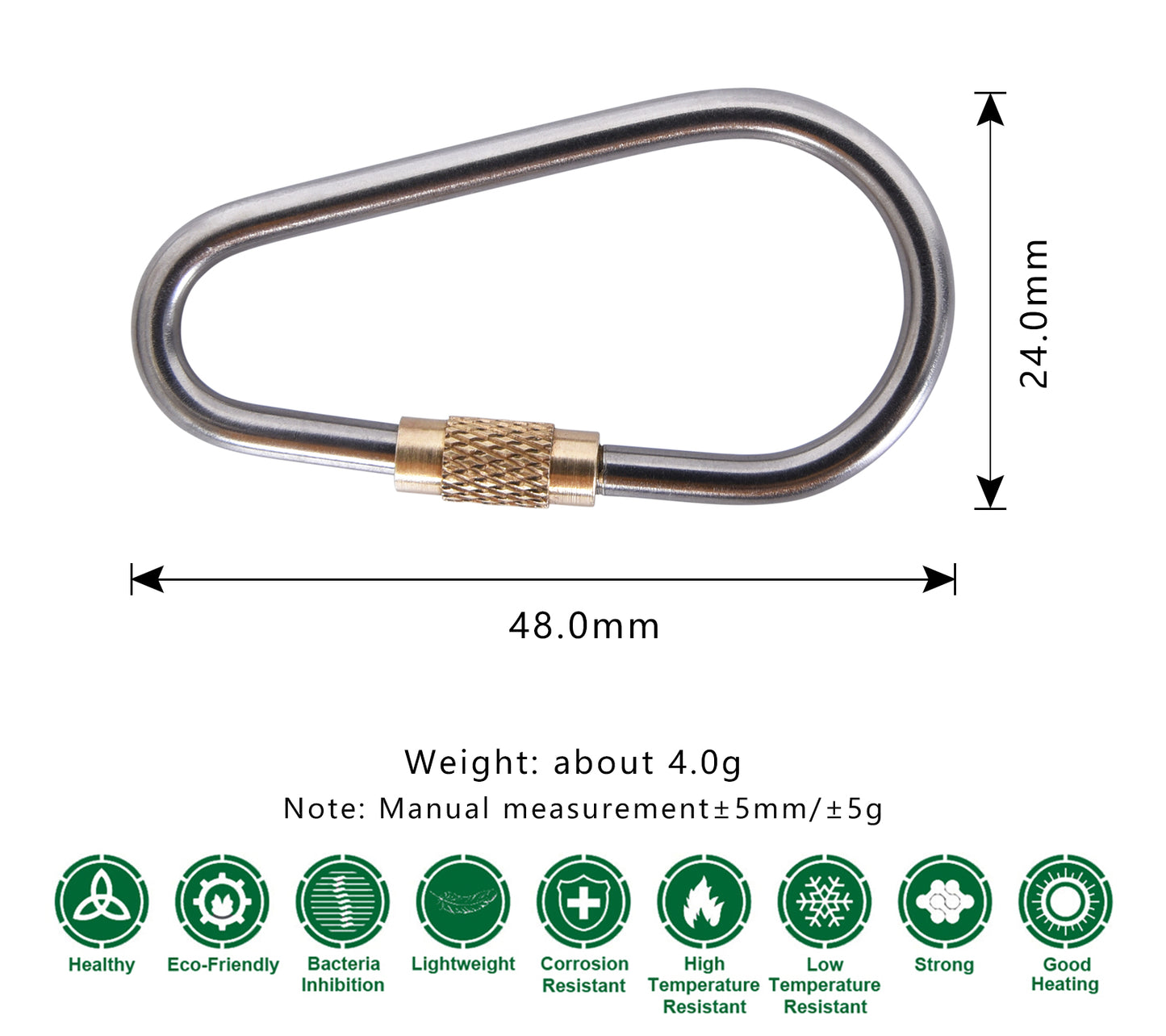 Boundless Voyage Titanium Carabiners, 5Pcs or 10Pcs Ultralight Heavy‑Duty Utility Spring‑Loaded Clips for Camping, Hiking, Backpacking and Daily Organizing Ti9001O