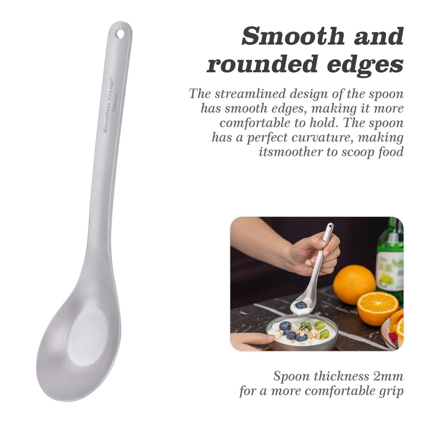Boundless Voyage Long Handle Pure Titanium Soup Spoon | Ultralight Reusable Cutlery for Camping, Hiking & Daily Use Ti1029T