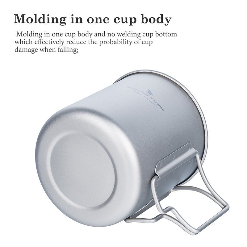 Boundless Voyage Titanium Cup with Lid Camping Tableware for 1 person 420ML