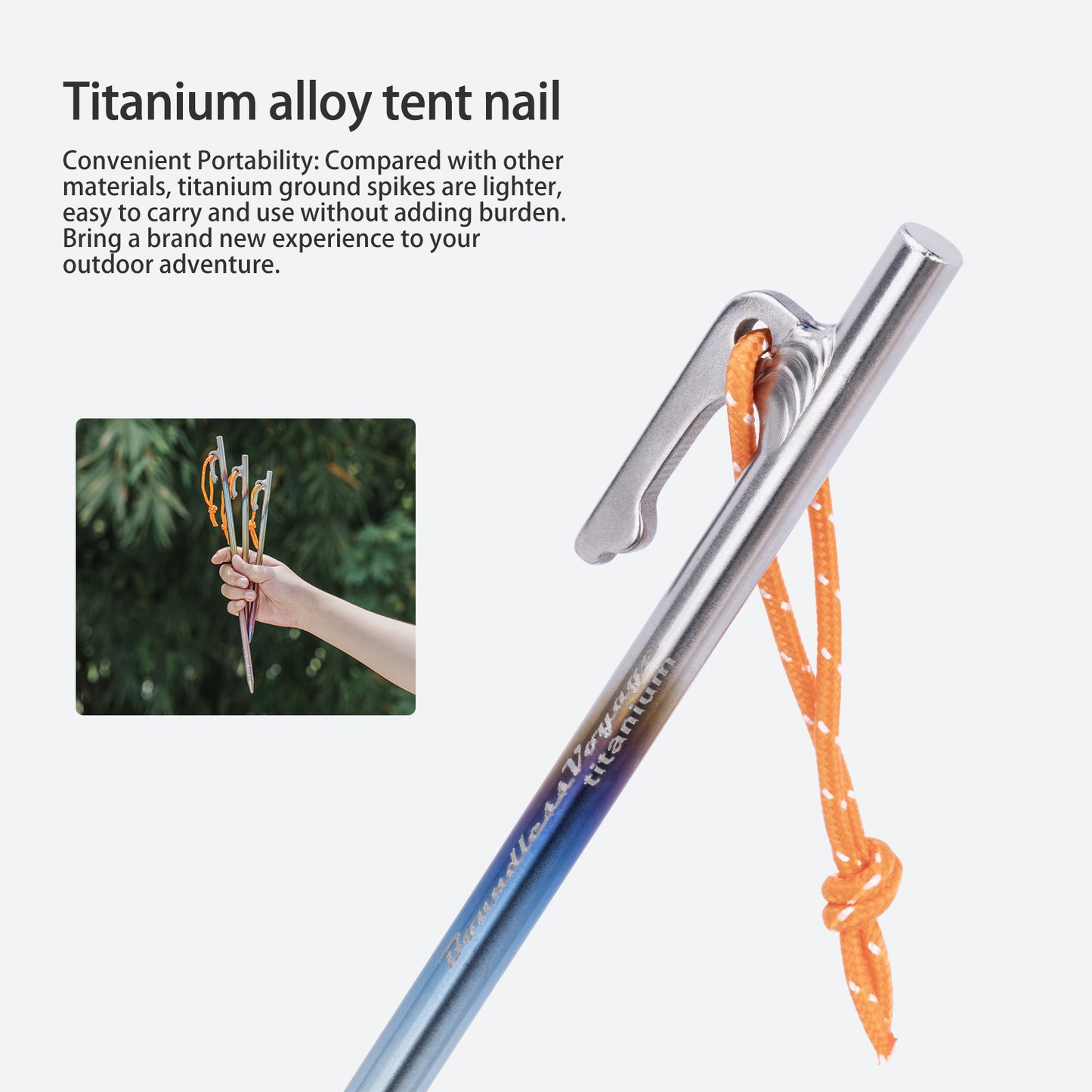 Boundless Voyage Pure Titanium Alloy Tent Stakes 6Pcs | Multi-Size Portable Tent Peg Nails, 20cm/24cm/30cm/35cm/40cm Heavy Duty Outdoor Accessories for Camping, Picnic, Hiking & Backpacking Ti4013P