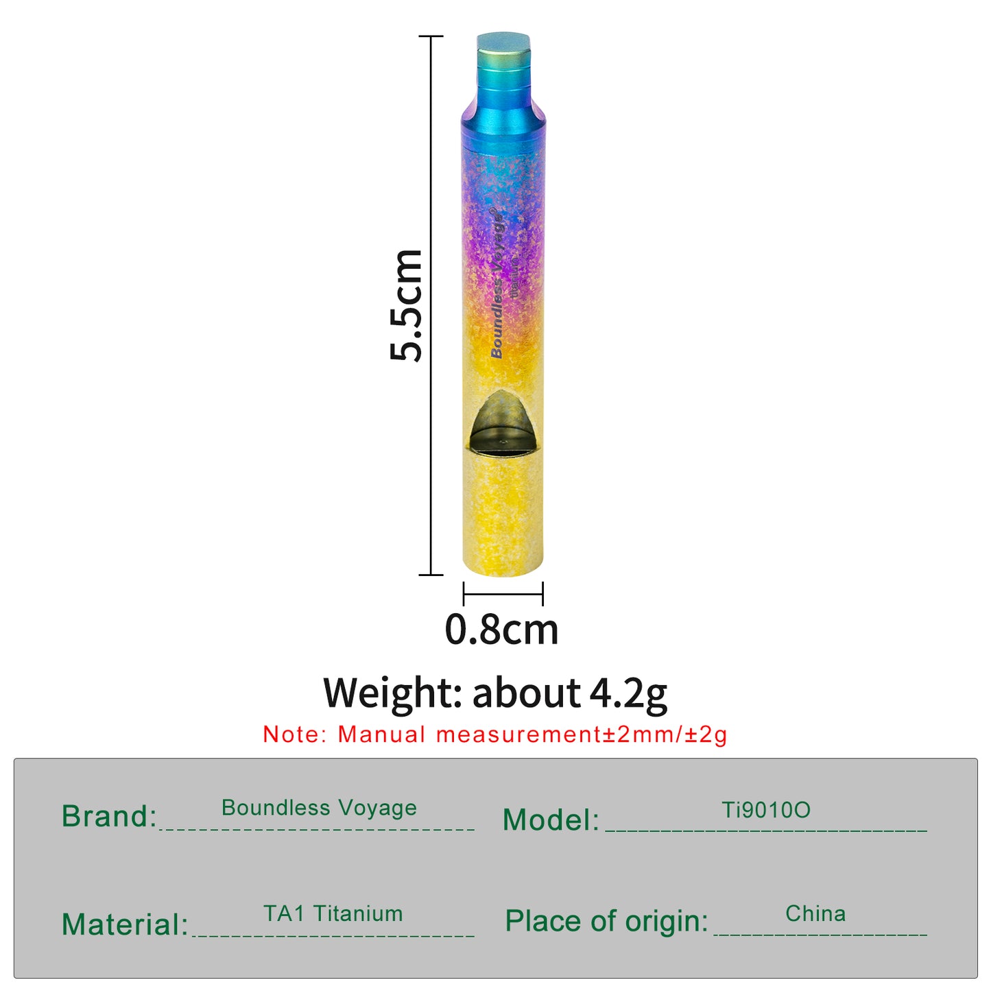 Boundless Voyage Titanium Emergency Survival Whistle, 120dB Super Loud Safety Signal Whistle with Lanyar, Portable EDC Gear for Camping Hiking Sports Coach Training Ti9010O