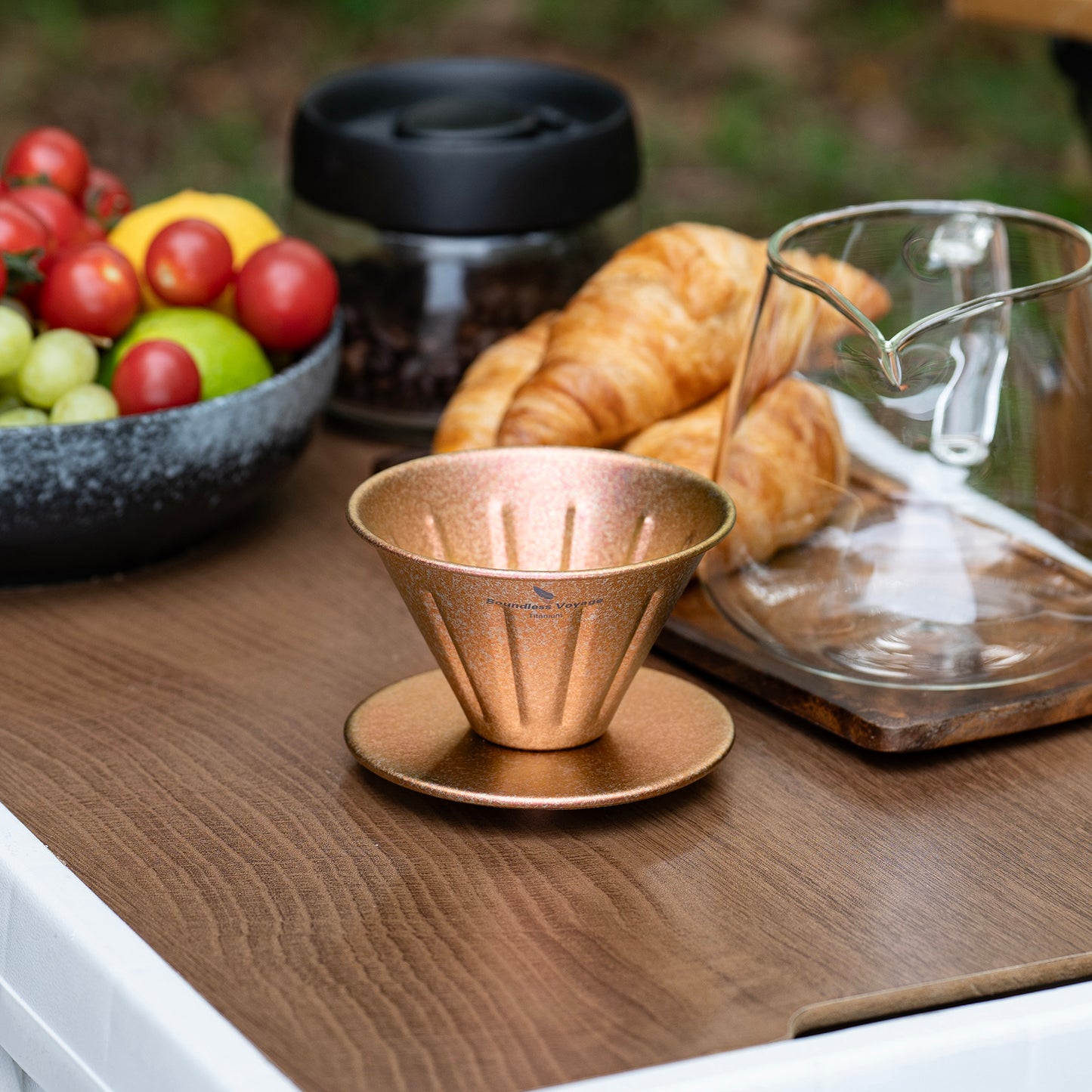 Boundless Voyage Titanium Pour Over Coffee Dripper | Reusable Cone Coffee Strainer Filter, 1-2 Cup Single Serve Coffee Brewer for Travel Camping Home Ti6005P