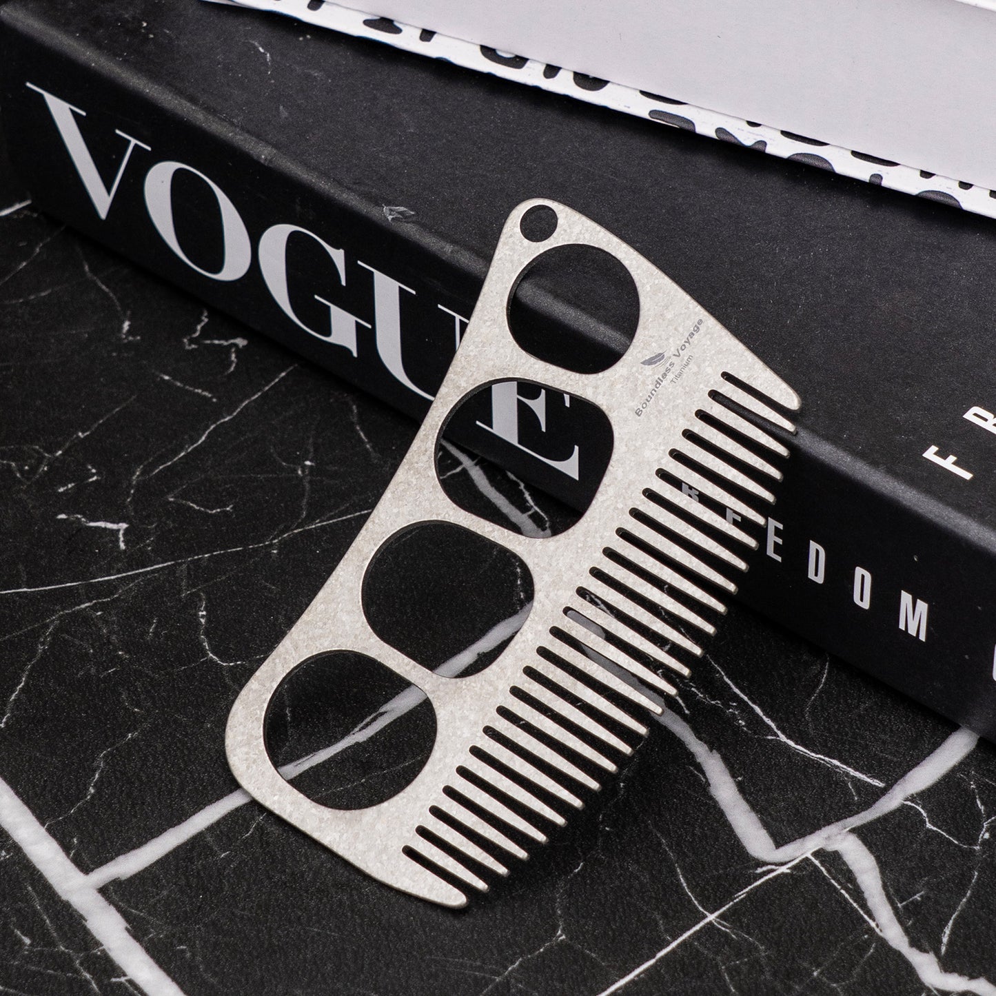 Boundless Voyage Titanium Crescent Comb, Unisex Hair & Beard Grooming Comb for Household Daily Use and Travel Carry