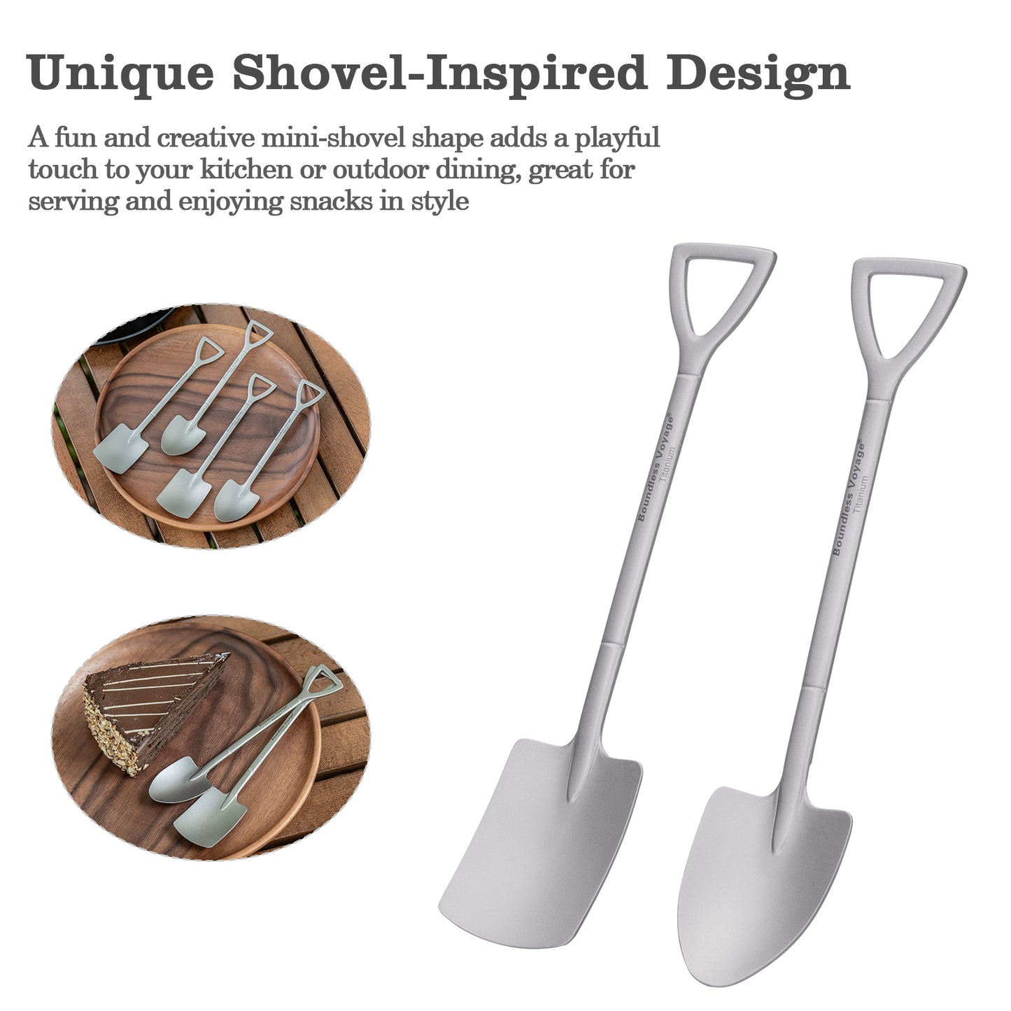 Boundless Voyage Mini Shovel-Shaped Titanium Spoon, Lightweight Durable Cute Dessert Ice Cream Fruit Spoon for Camping Home Tableware  Ti1131T