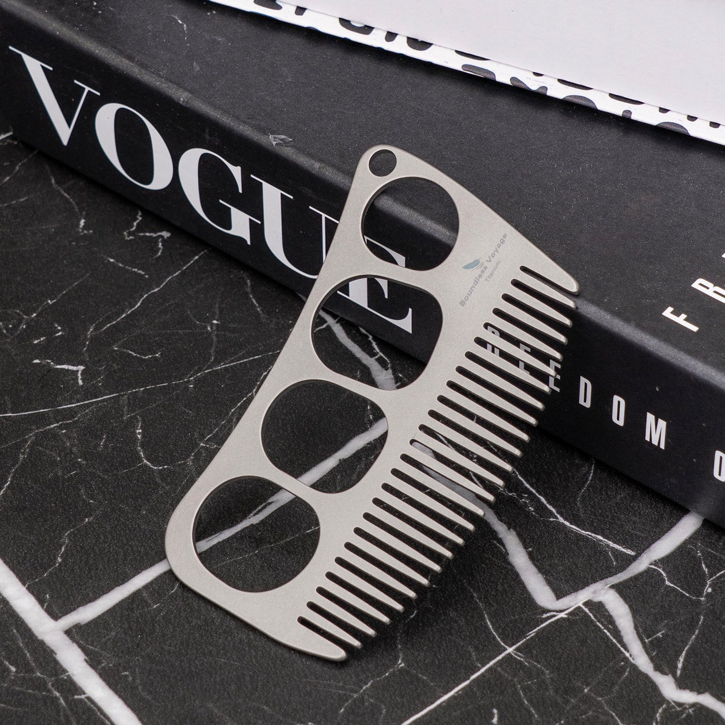 Boundless Voyage Titanium Crescent Comb, Unisex Hair & Beard Grooming Comb for Household Daily Use and Travel Carry