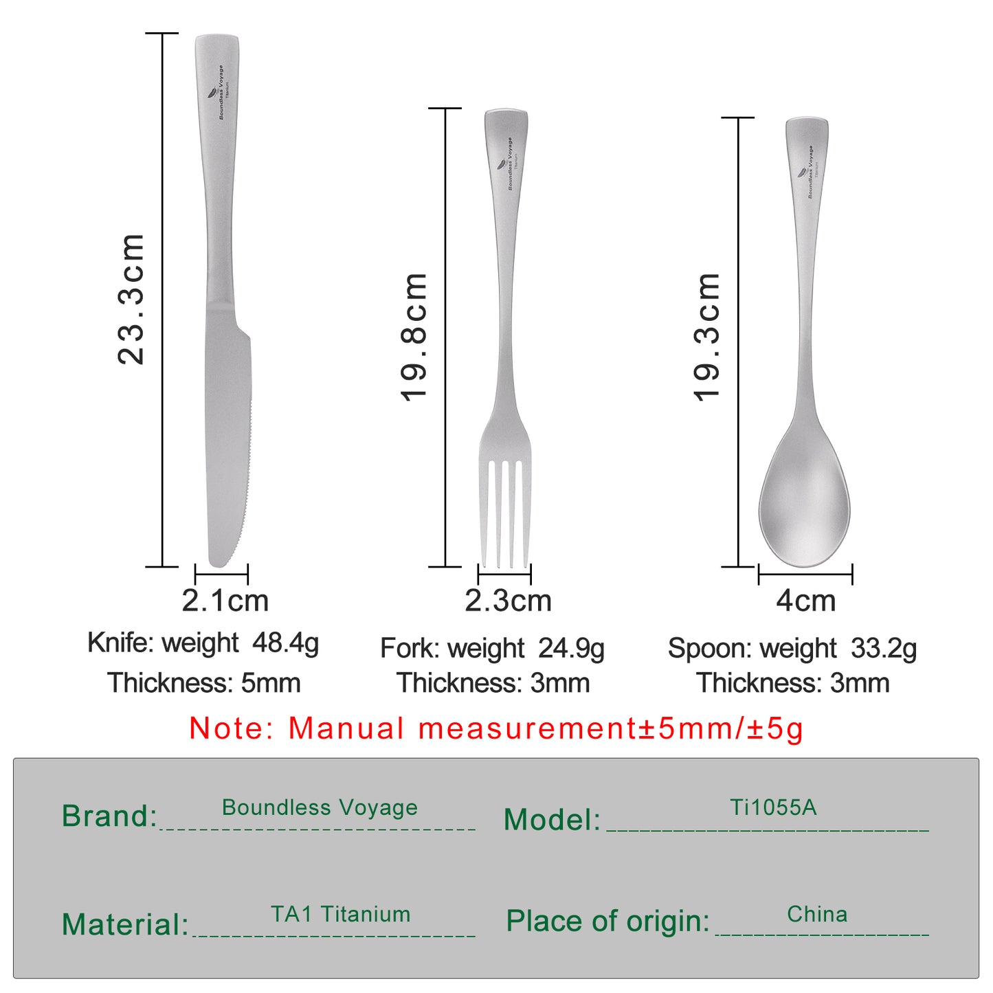 Boundless Voyage Titanium Camping Tableware Utility Cutlery Set Knife Fork Spoon Set for Home Travel Ti1055A