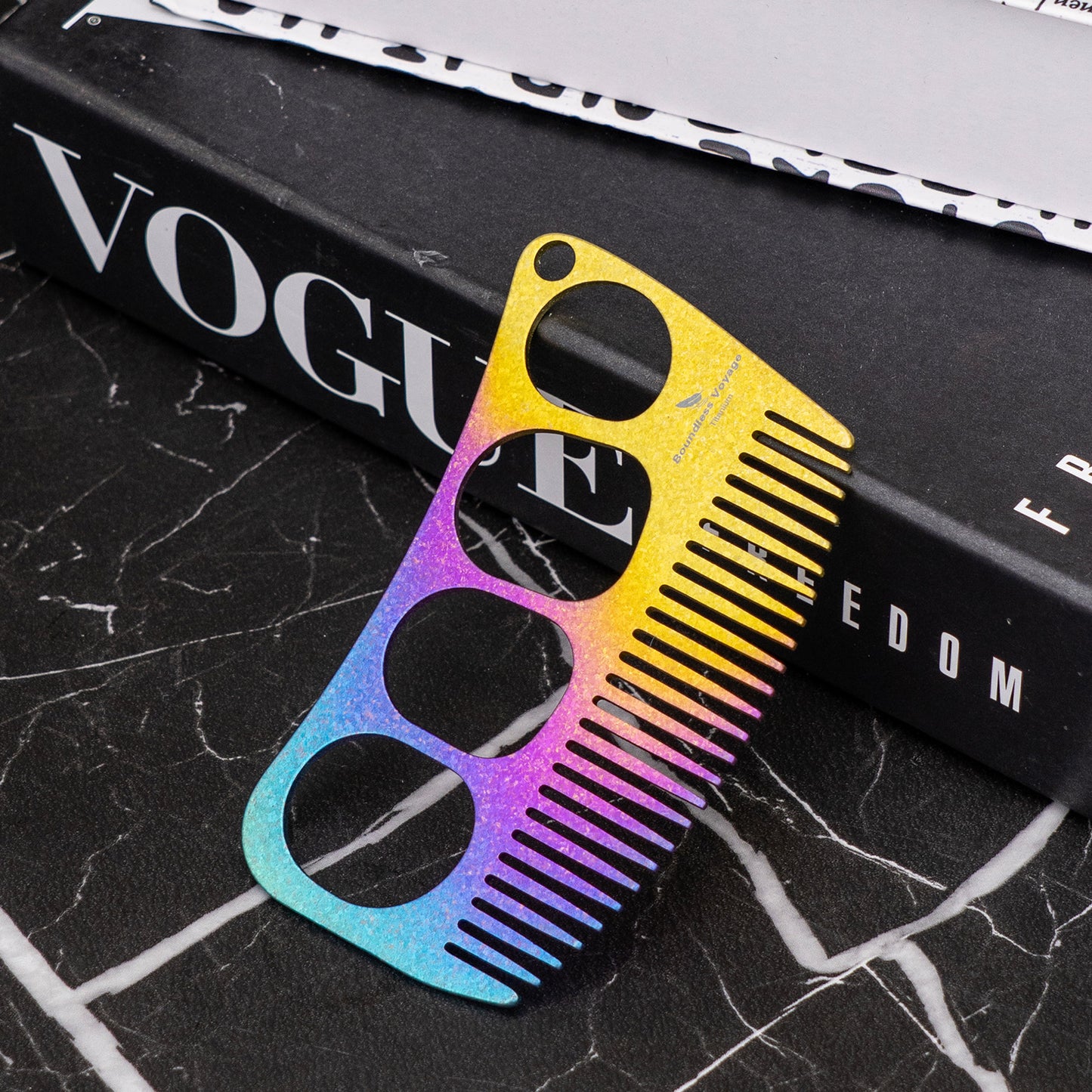 Boundless Voyage Titanium Crescent Comb, Unisex Hair & Beard Grooming Comb for Household Daily Use and Travel Carry