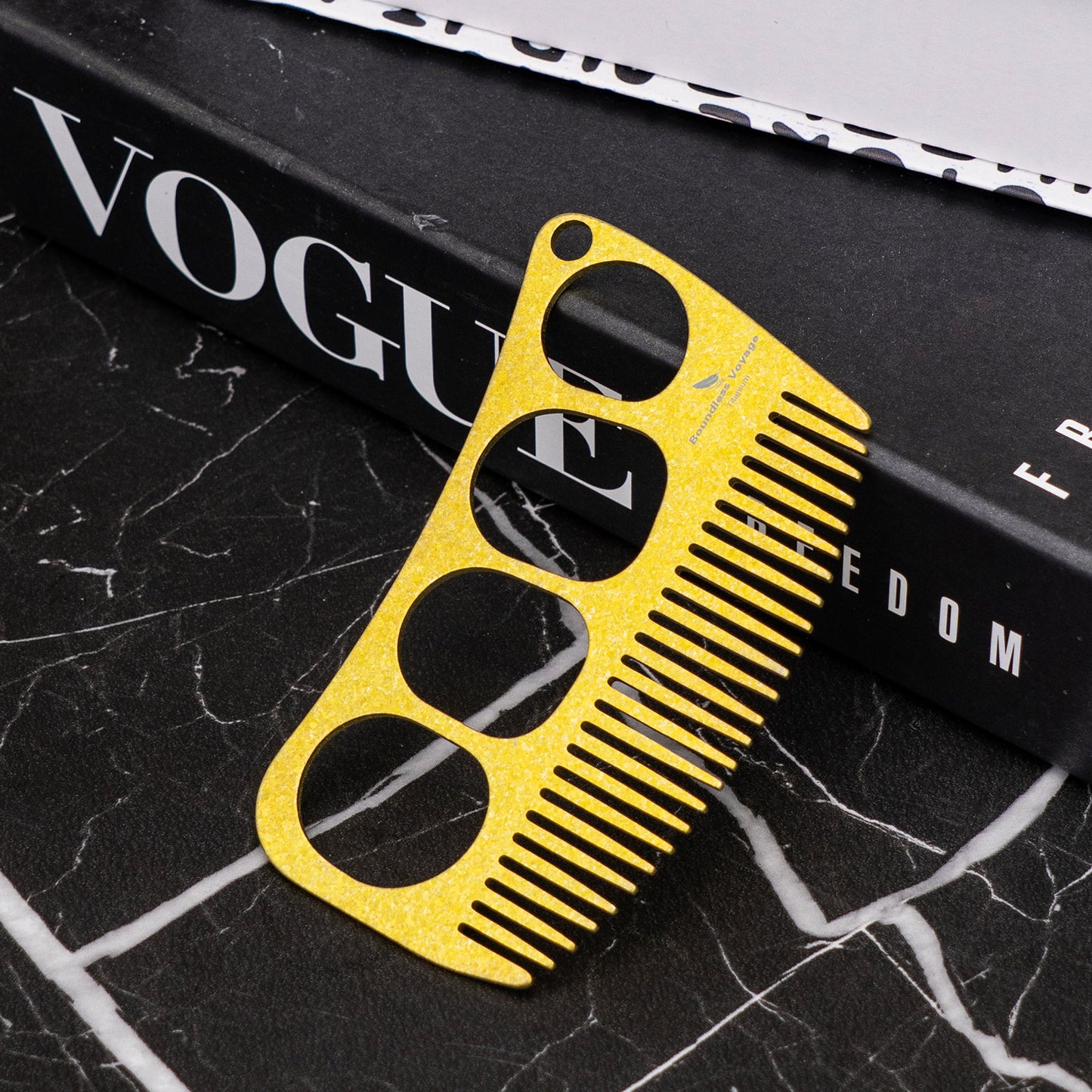 Boundless Voyage Titanium Crescent Comb, Unisex Hair & Beard Grooming Comb for Household Daily Use and Travel Carry