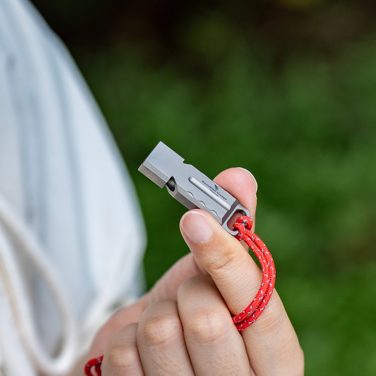 Boundless Voyage Titanium Dual Tube Survival Whistle, High Decibel Emergency Whistle, Lightweight & Durable Outdoor Safety Whistle for Camping Hiking Backpacking Ti9029O