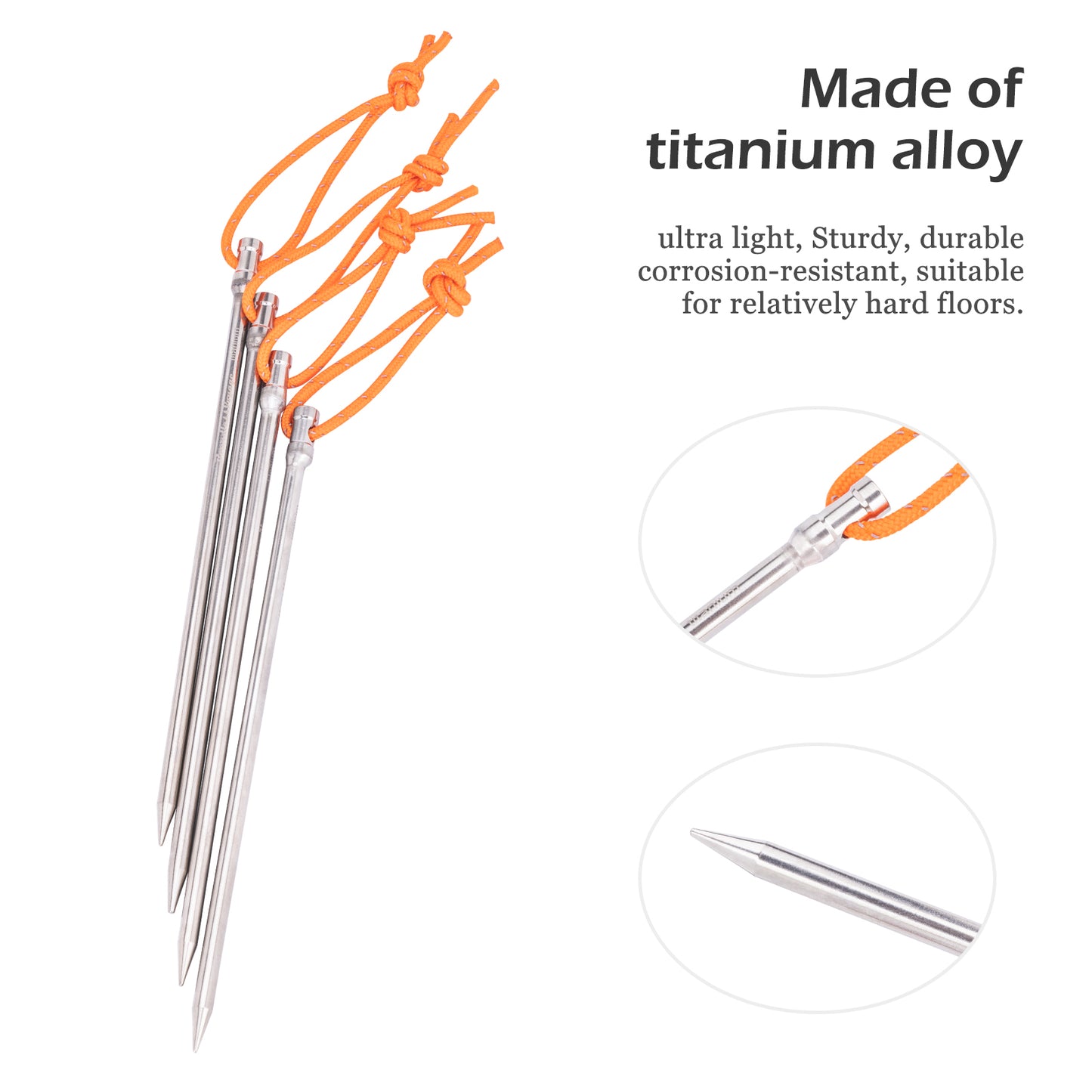 Boundless Voyage 16.5cm Titanium Alloy Tent Stakes | Ultralight Heavy Duty Ground Pegs, Portable Outdoor Camping Accessories, 4Pcs/8Pcs/12Pcs Optional Packs Ti4005P