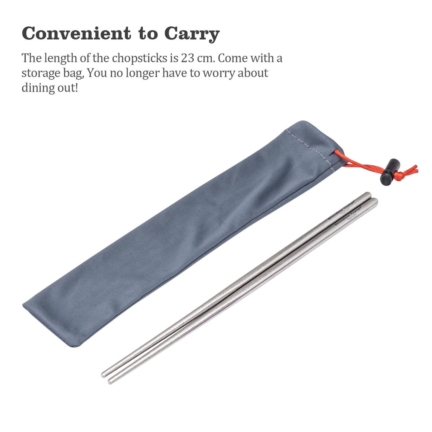 Boundless Voyage 23cm Colorful Pure Titanium Chopsticks | Ultralight Non-Slip Reusable Cutlery with Carry Bag for Camping, Hiking, Travel & Daily Home Use Ti1005T
