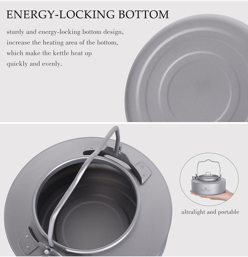 Boundless Voyage Titanium 700ml Kettle with Folding Handle Outdoor Camping Ultralight Portable Teakettle Teapot Ti3100D