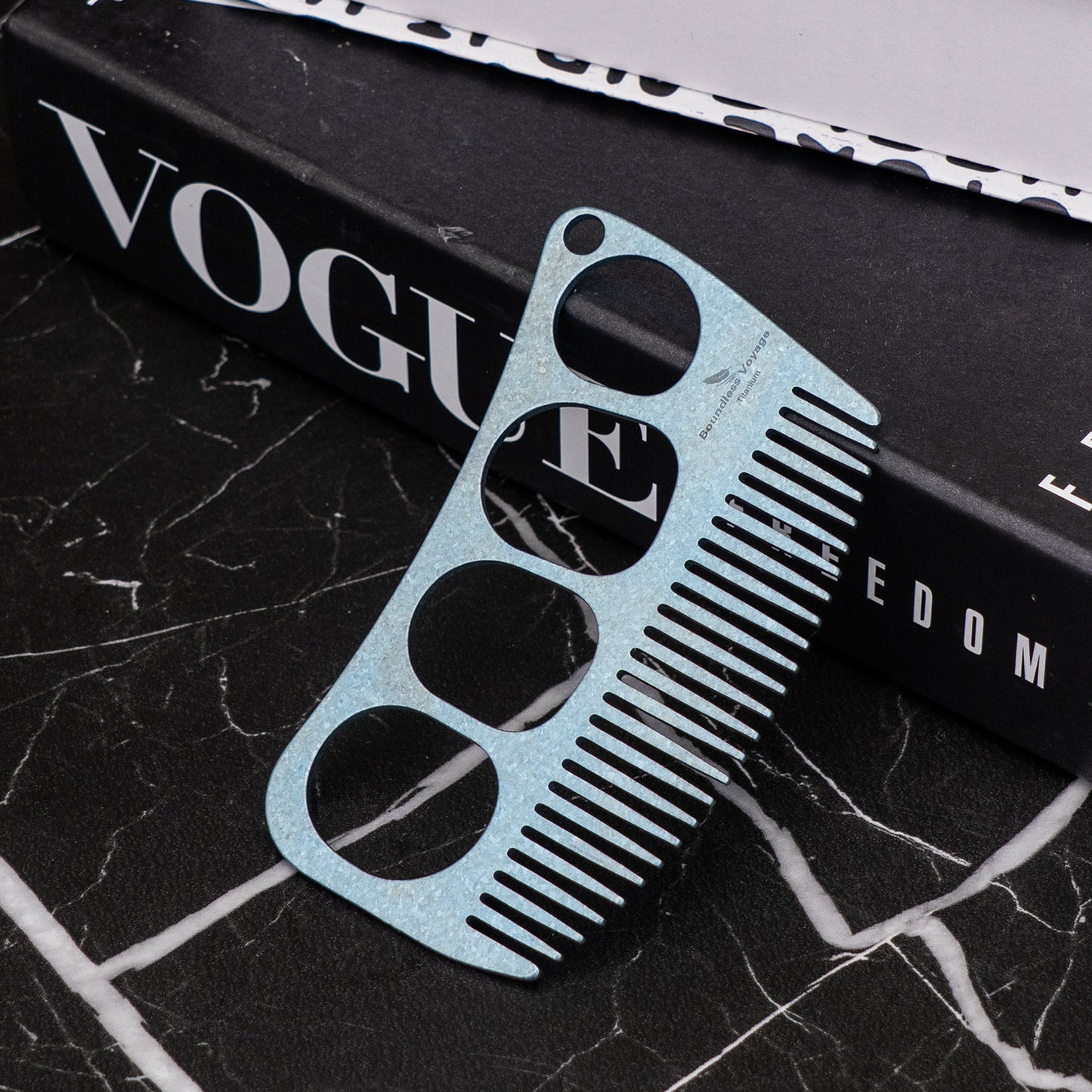 Boundless Voyage Titanium Crescent Comb, Unisex Hair & Beard Grooming Comb for Household Daily Use and Travel Carry