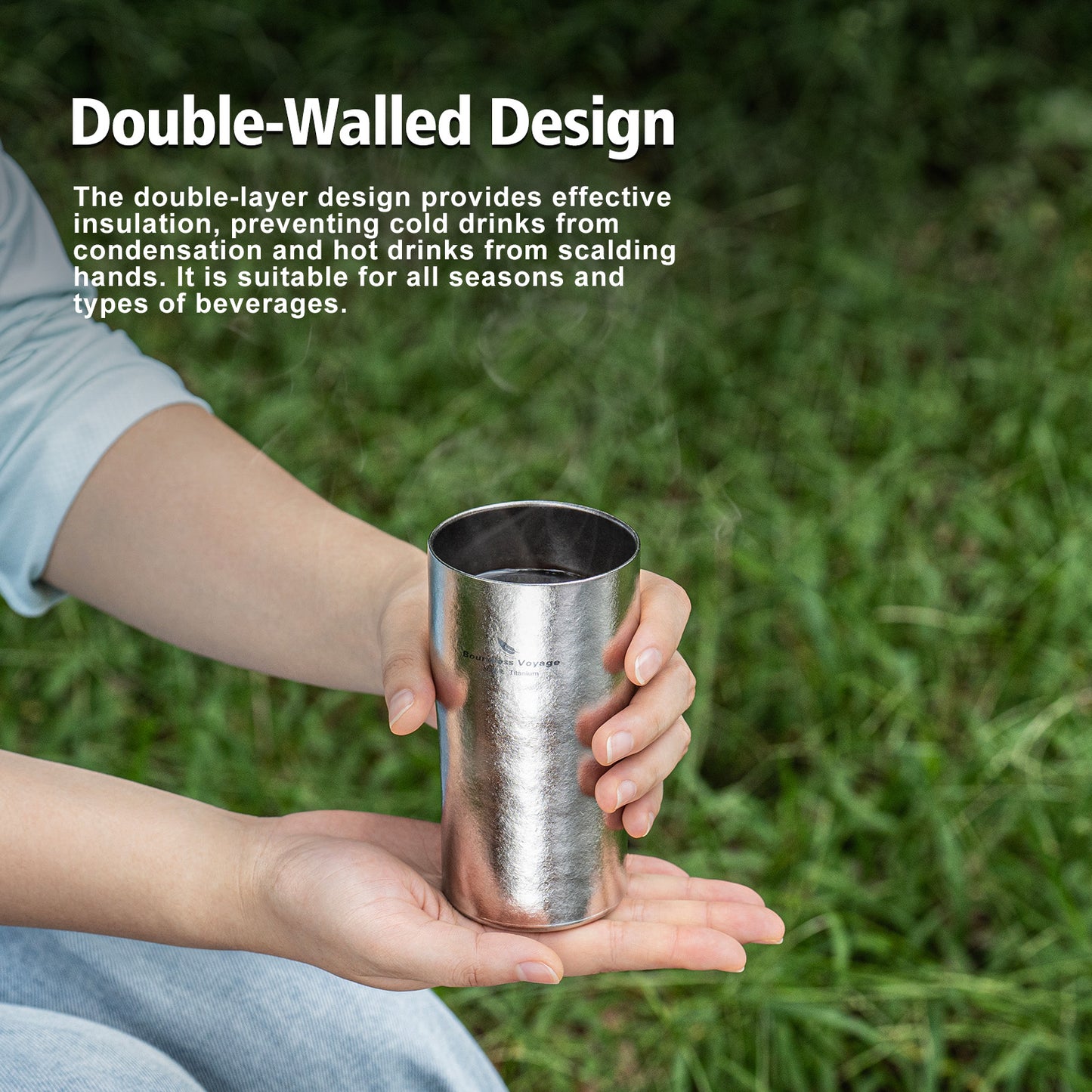 Boundless Voyage Titanium Double-Walled Beer Cup Ultralight Coffee Tea Juicy Cups for Home Outdoor Camping Picnic 300ml Crystallized Finish Ti3246D