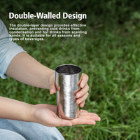 Boundless Voyage Titanium Double-Walled Beer Cup Ultralight Coffee Tea Juicy Cups for Home Outdoor Camping Picnic 300ml Crystallized Finish Ti3246D