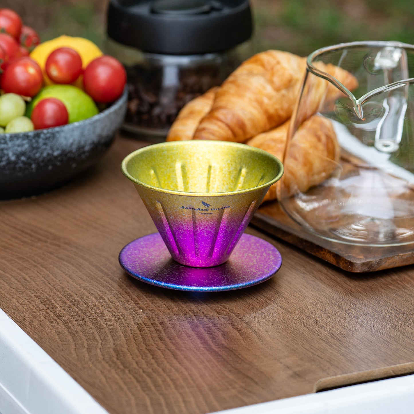 Boundless Voyage Titanium Pour Over Coffee Dripper | Reusable Cone Coffee Strainer Filter, 1-2 Cup Single Serve Coffee Brewer for Travel Camping Home Ti6005P