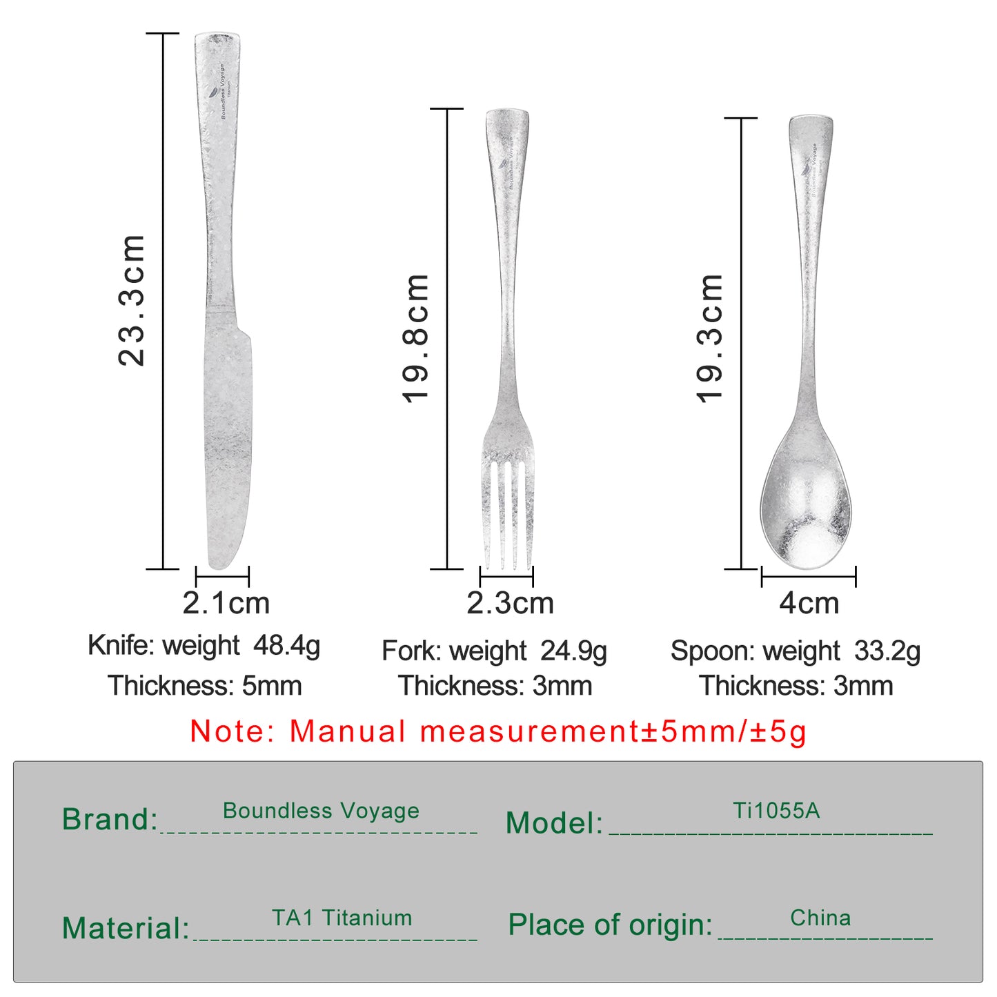 Boundless Voyage Titanium Camping Tableware Utility Cutlery Set Knife Fork Spoon Set for Home Travel Ti1055A
