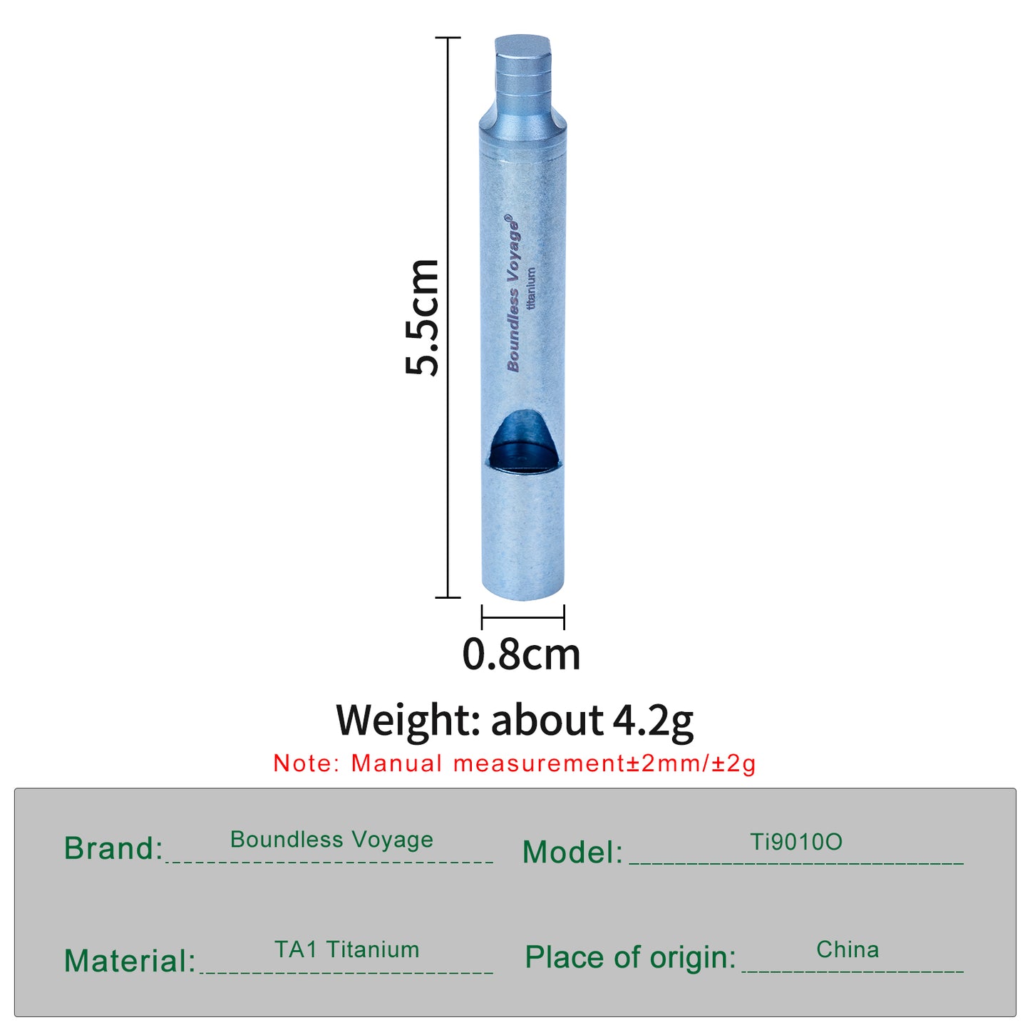Boundless Voyage Titanium Emergency Survival Whistle, 120dB Super Loud Safety Signal Whistle with Lanyar, Portable EDC Gear for Camping Hiking Sports Coach Training Ti9010O