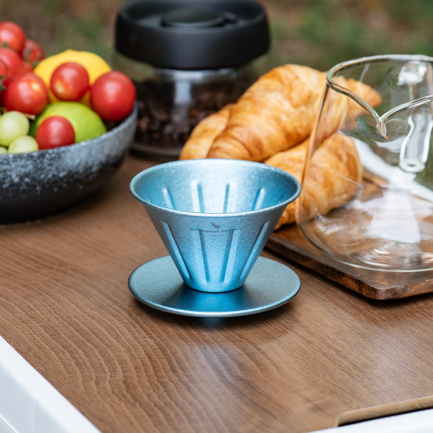 Boundless Voyage Titanium Pour Over Coffee Dripper | Reusable Cone Coffee Strainer Filter, 1-2 Cup Single Serve Coffee Brewer for Travel Camping Home Ti6005P